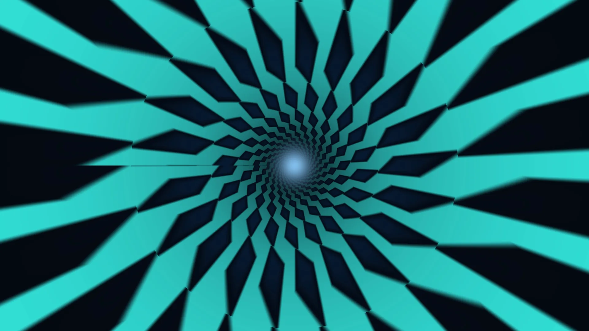 Cyan and navy geometric spiral tunnel — free 3840x2160 4K wallpaper image