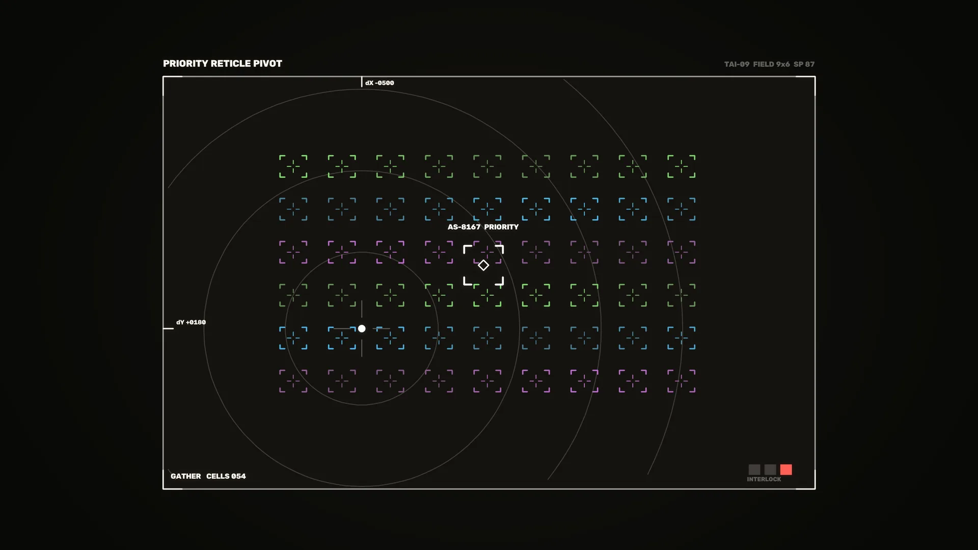 Priority reticle array on a dark technical grid — free 3840x2160 4K wallpaper image