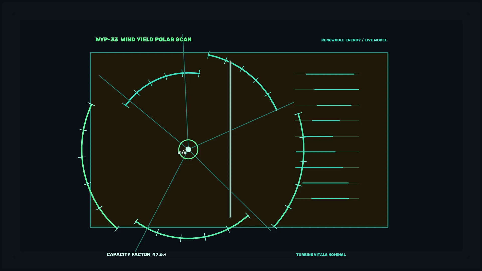 Wind yield polar scan with neon radial gauges — free 3840x2160 4K wallpaper image