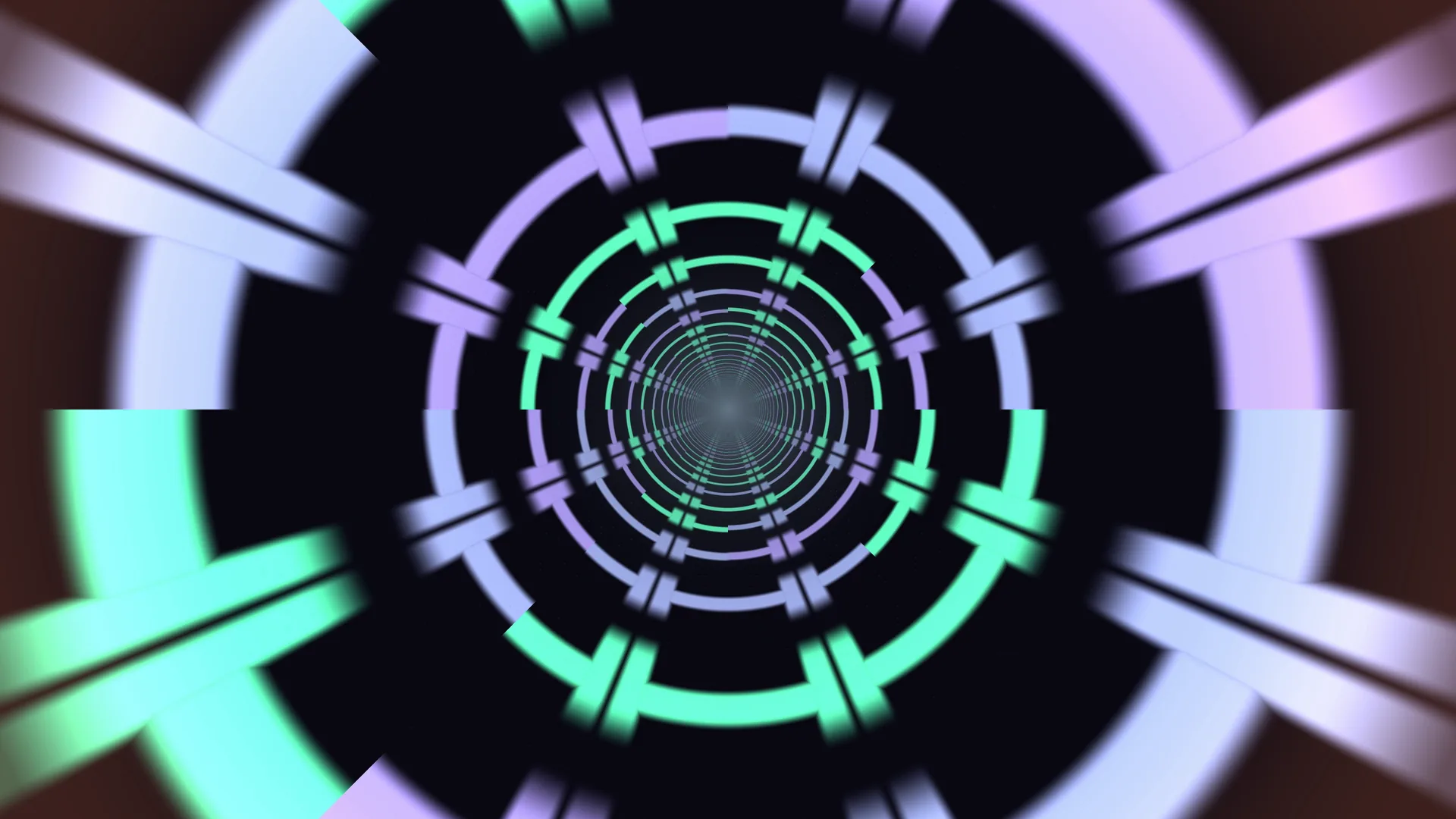Concentric neon rings forming a geometric tunnel — free 3840x2160 4K wallpaper image