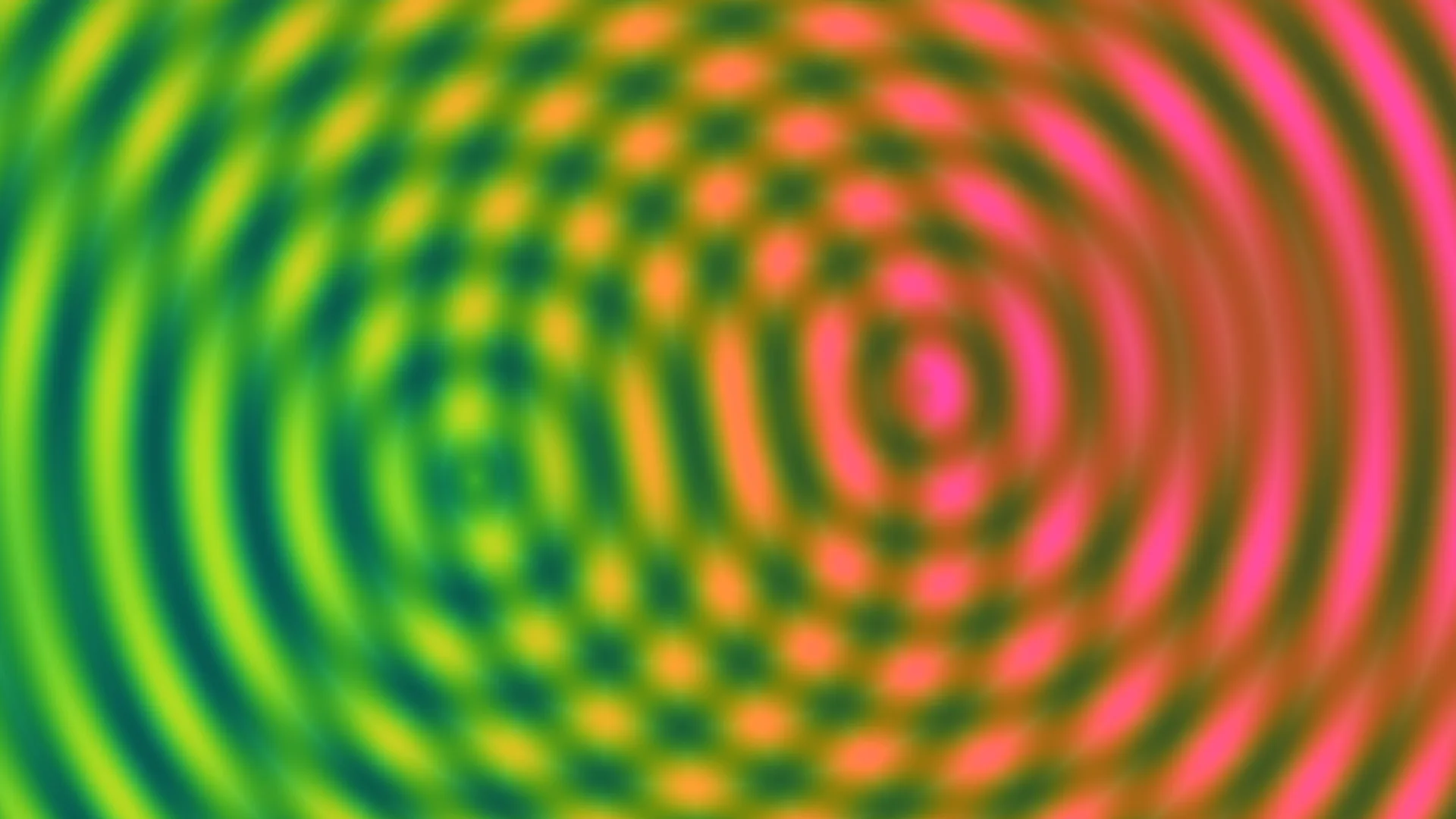Neon concentric interference rings in green and pink — free 3840x2160 4K wallpaper image