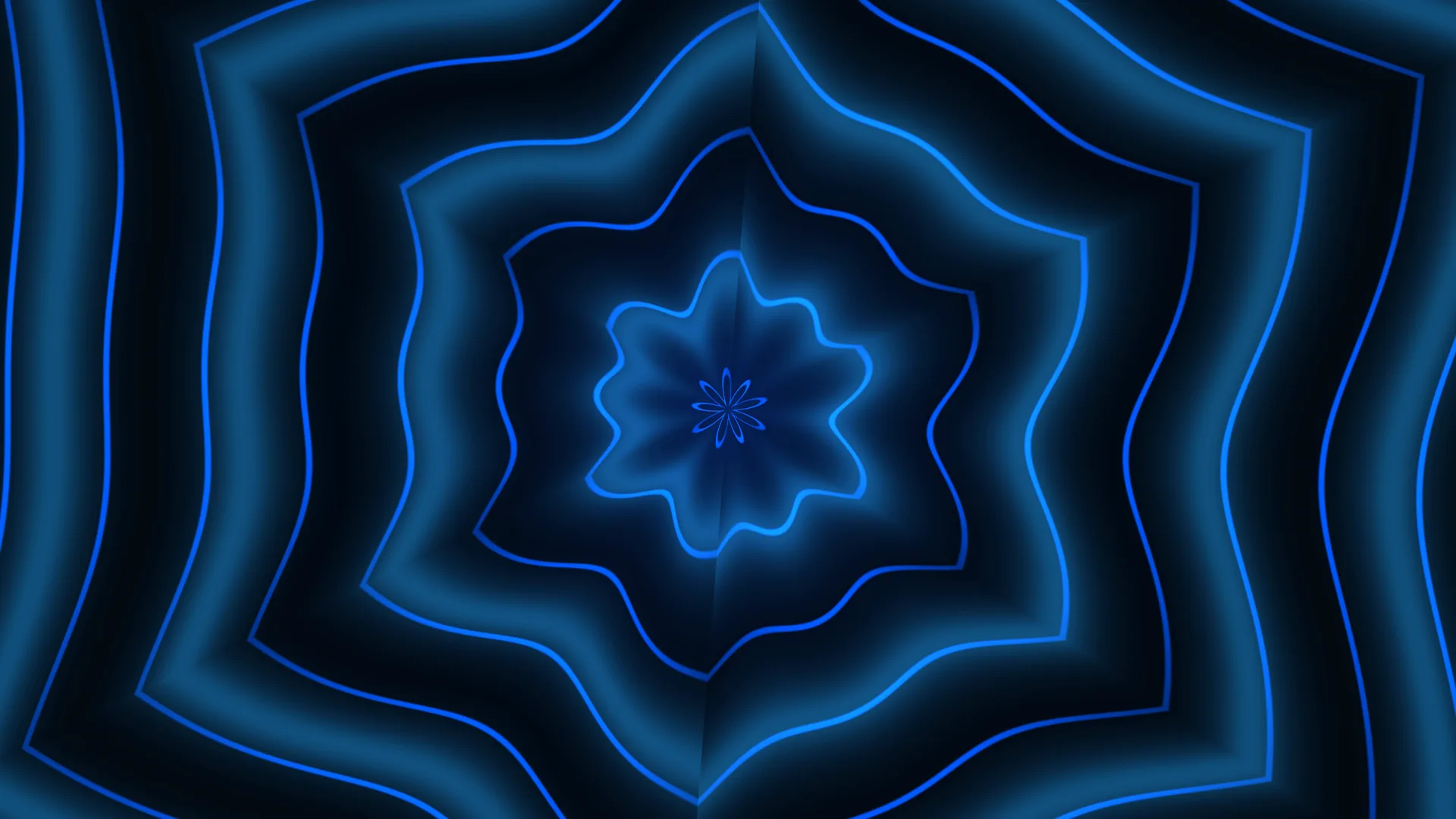 Concentric blue neon floral geometry — free 3840x2160 4K wallpaper image
