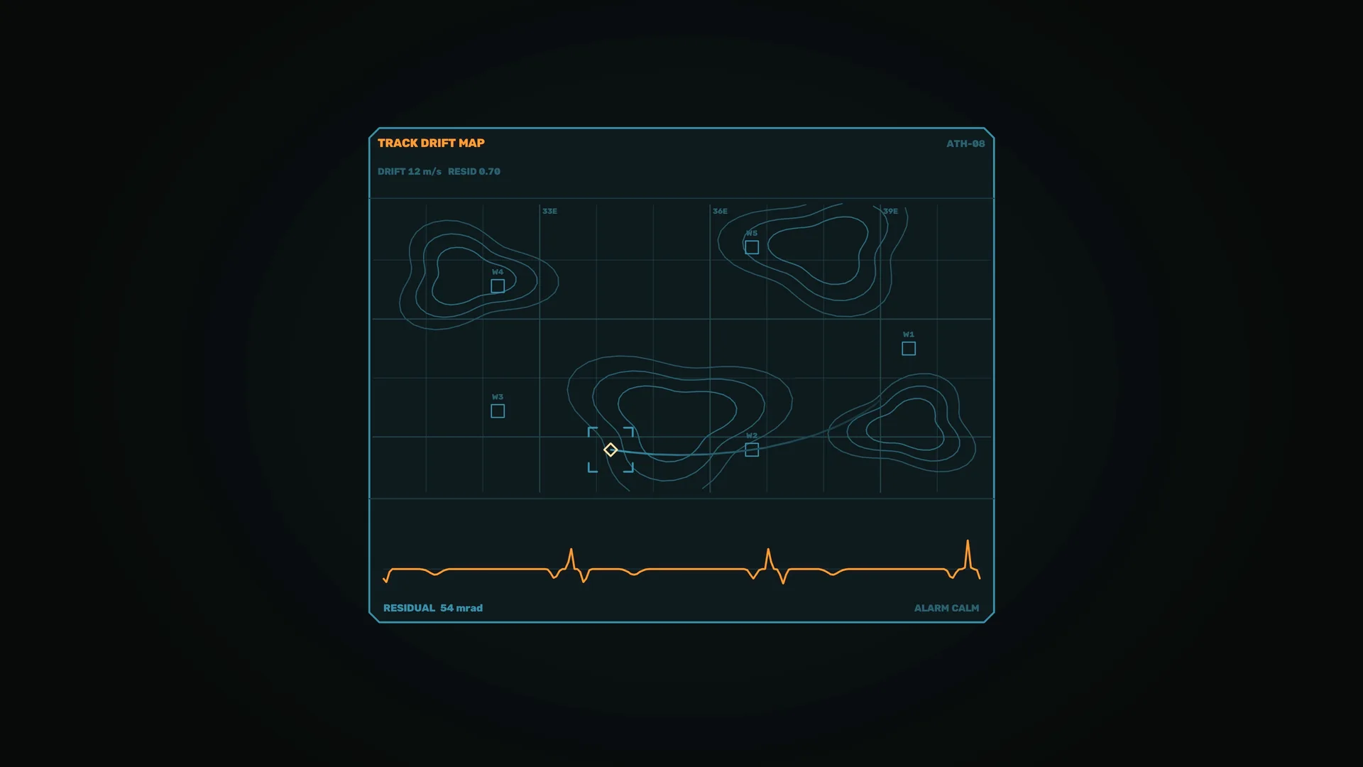 Dark cyan track drift map with signal trace — free 3840x2160 4K wallpaper image