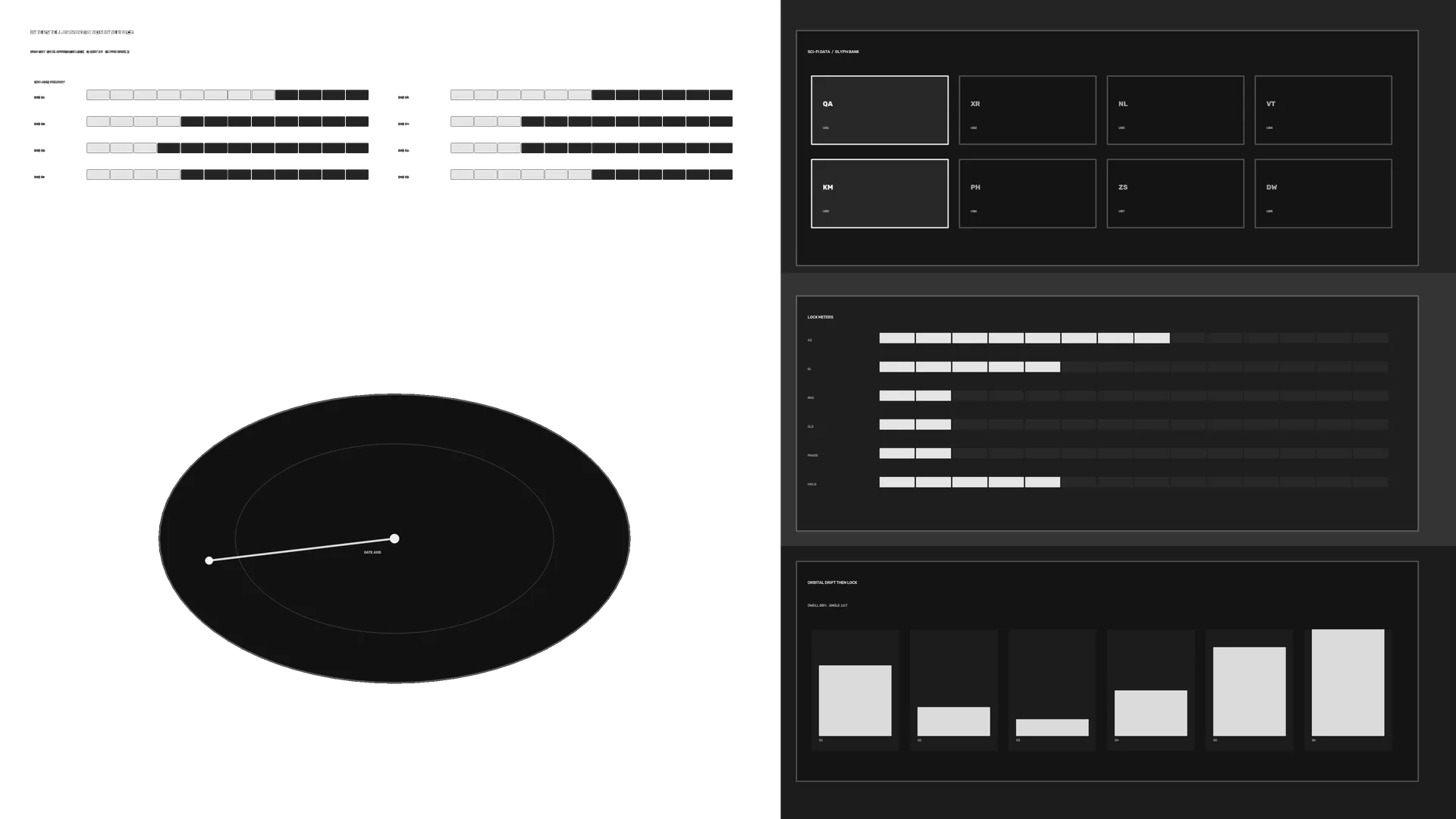 Dark orbital navigation interface with data panels — free 3840x2160 4K wallpaper image