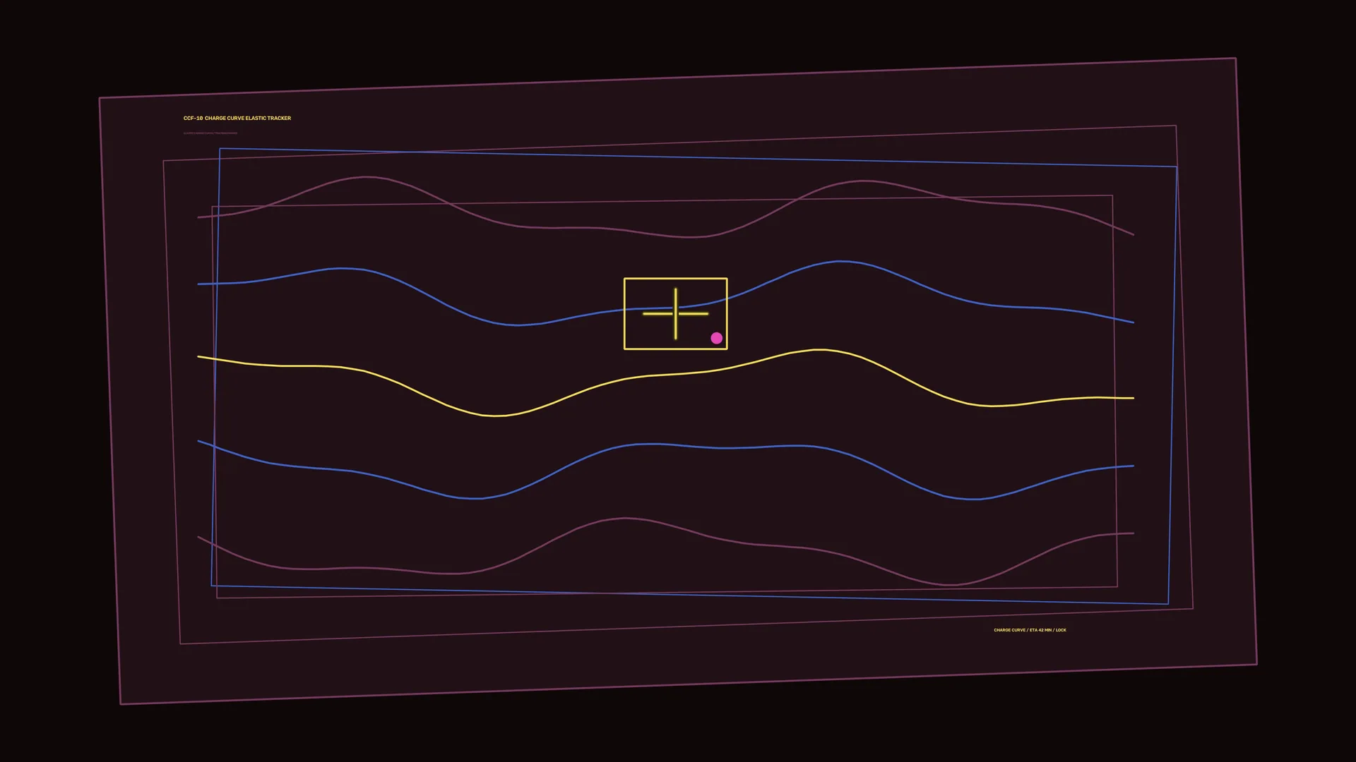 Neon waveform grid with charge curve marker — free 3840x2160 4K wallpaper image