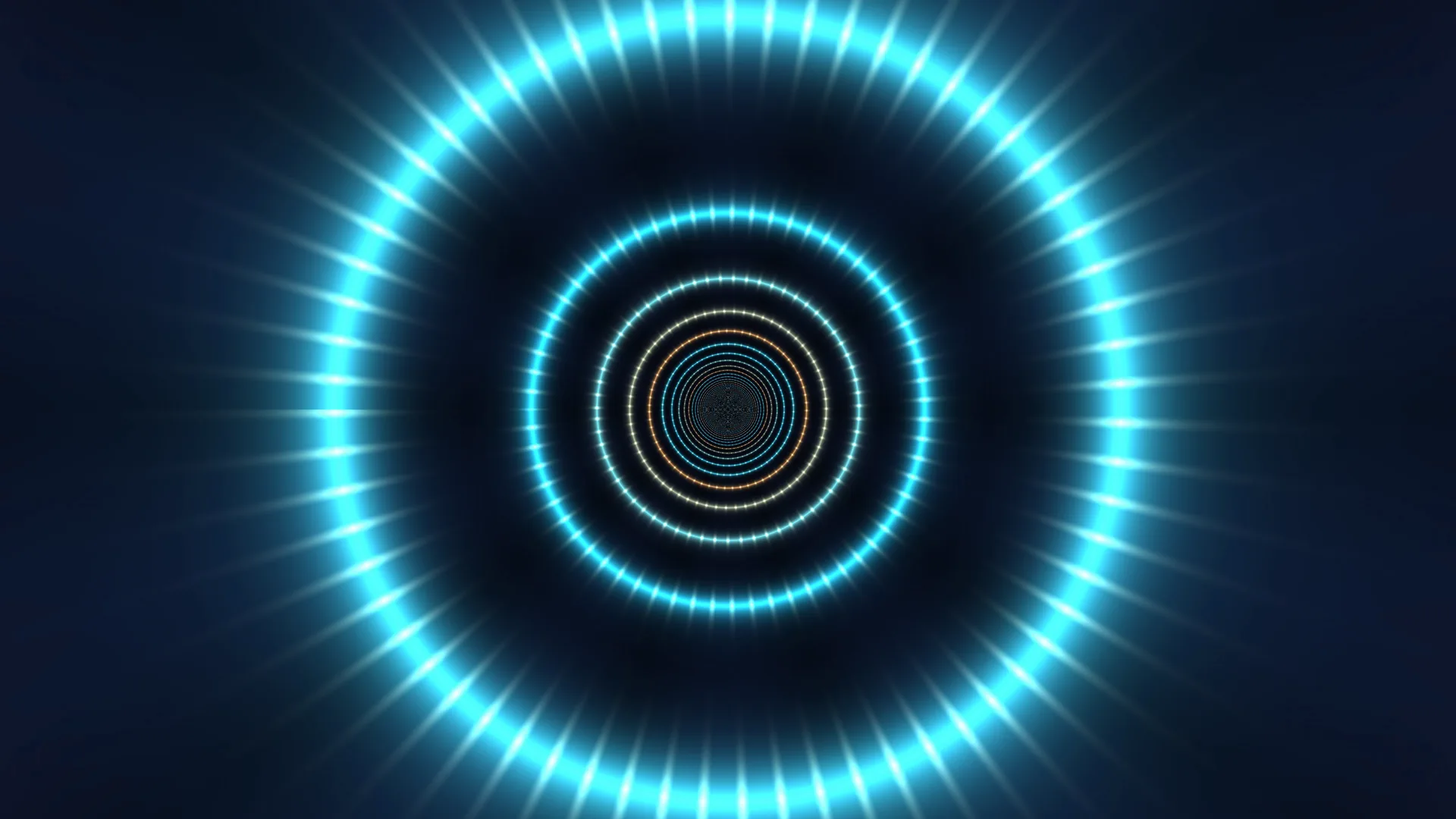 Concentric cyan rings with radial light beams — free 3840x2160 4K wallpaper image