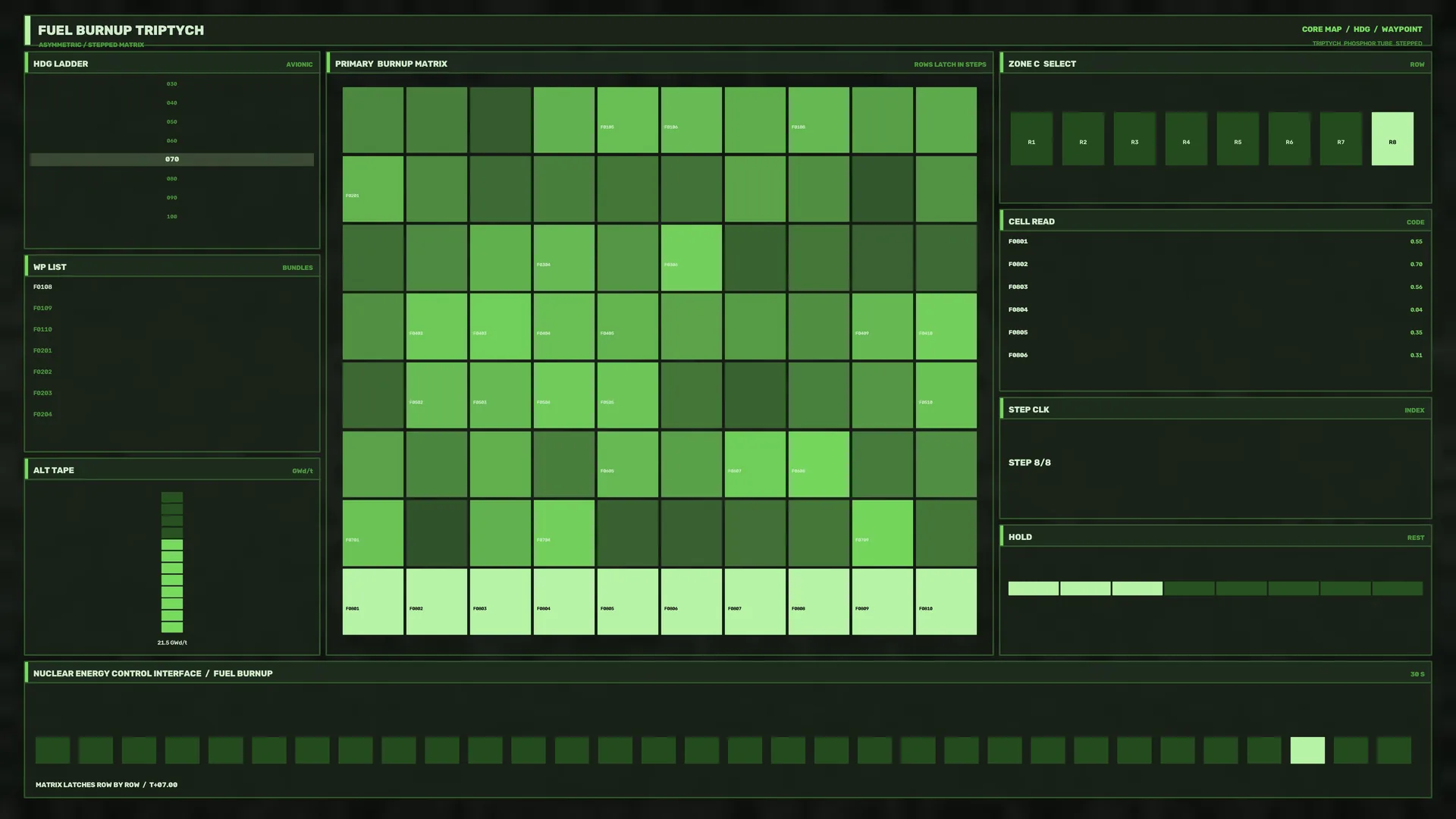 Green nuclear fuel burnup control interface — free 3840x2160 4K wallpaper image