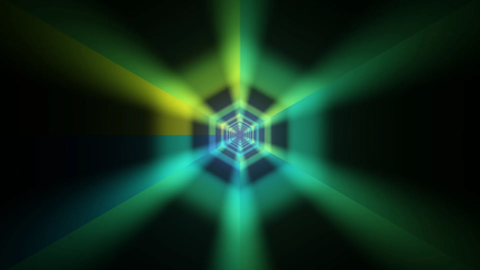 Neon green geometric tunnel with radial symmetry — free 3840x2160 4K wallpaper image