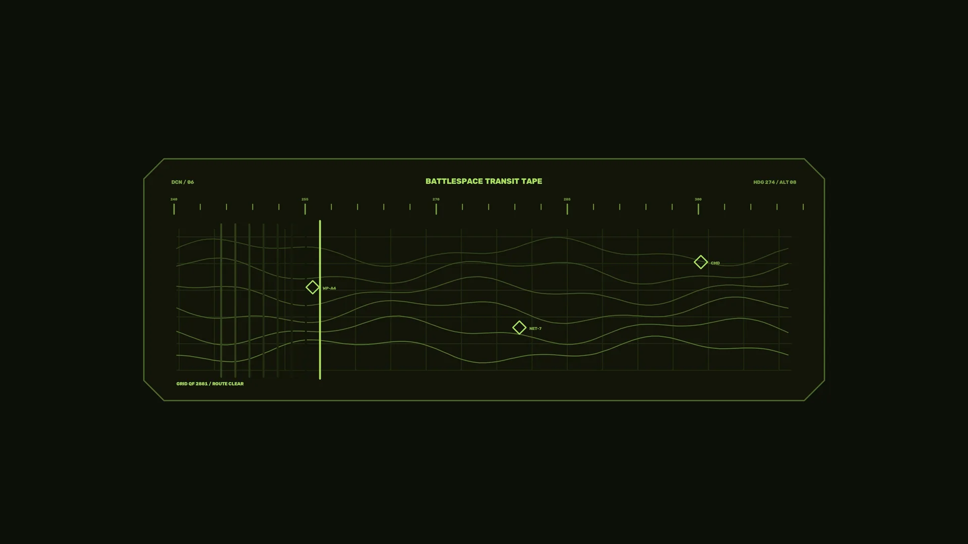 Green tactical transit grid on black — free 3840x2160 4K wallpaper image