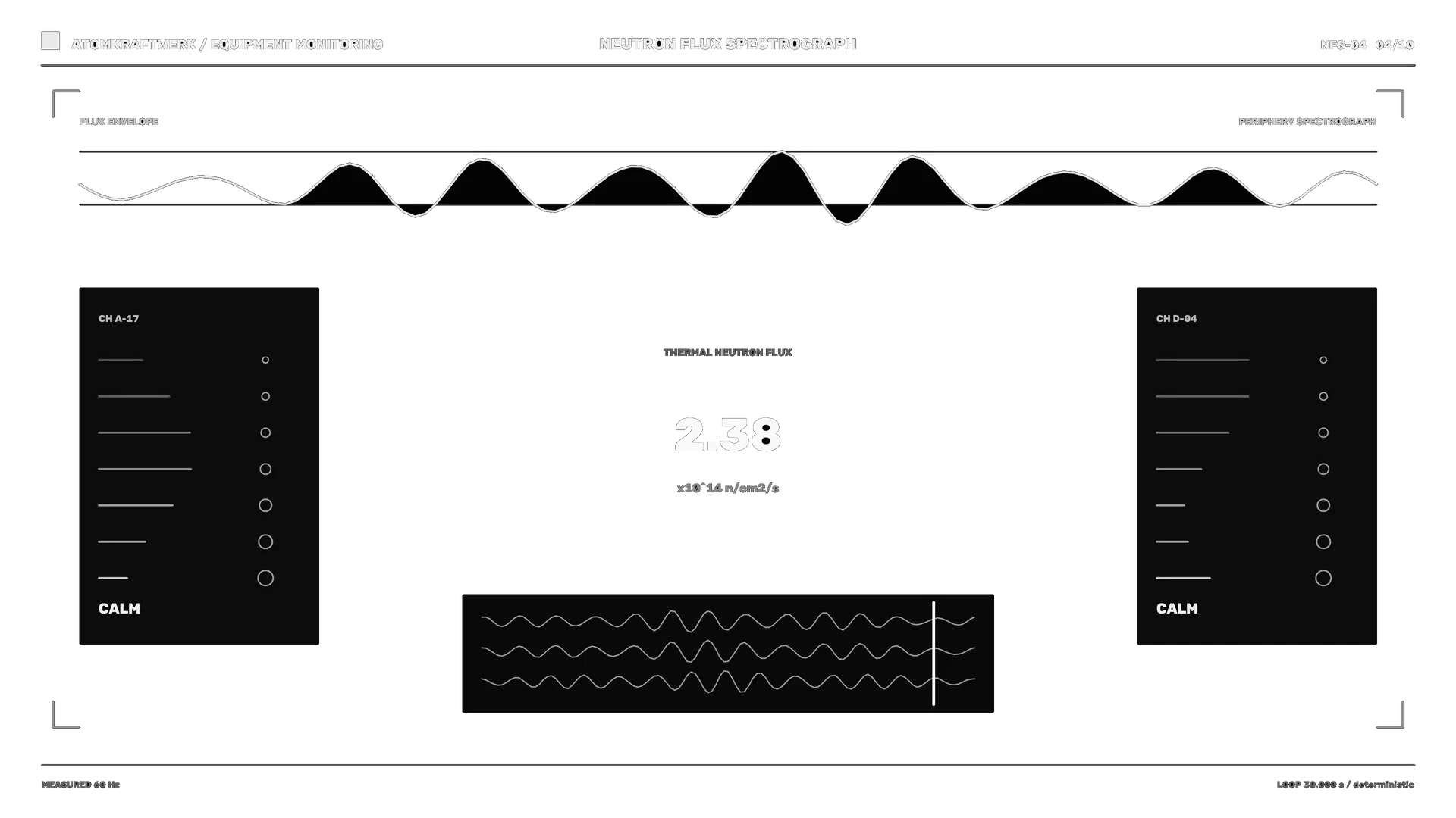 Neutron flux spectrograph in monochrome interface — free 3840x2160 4K wallpaper image