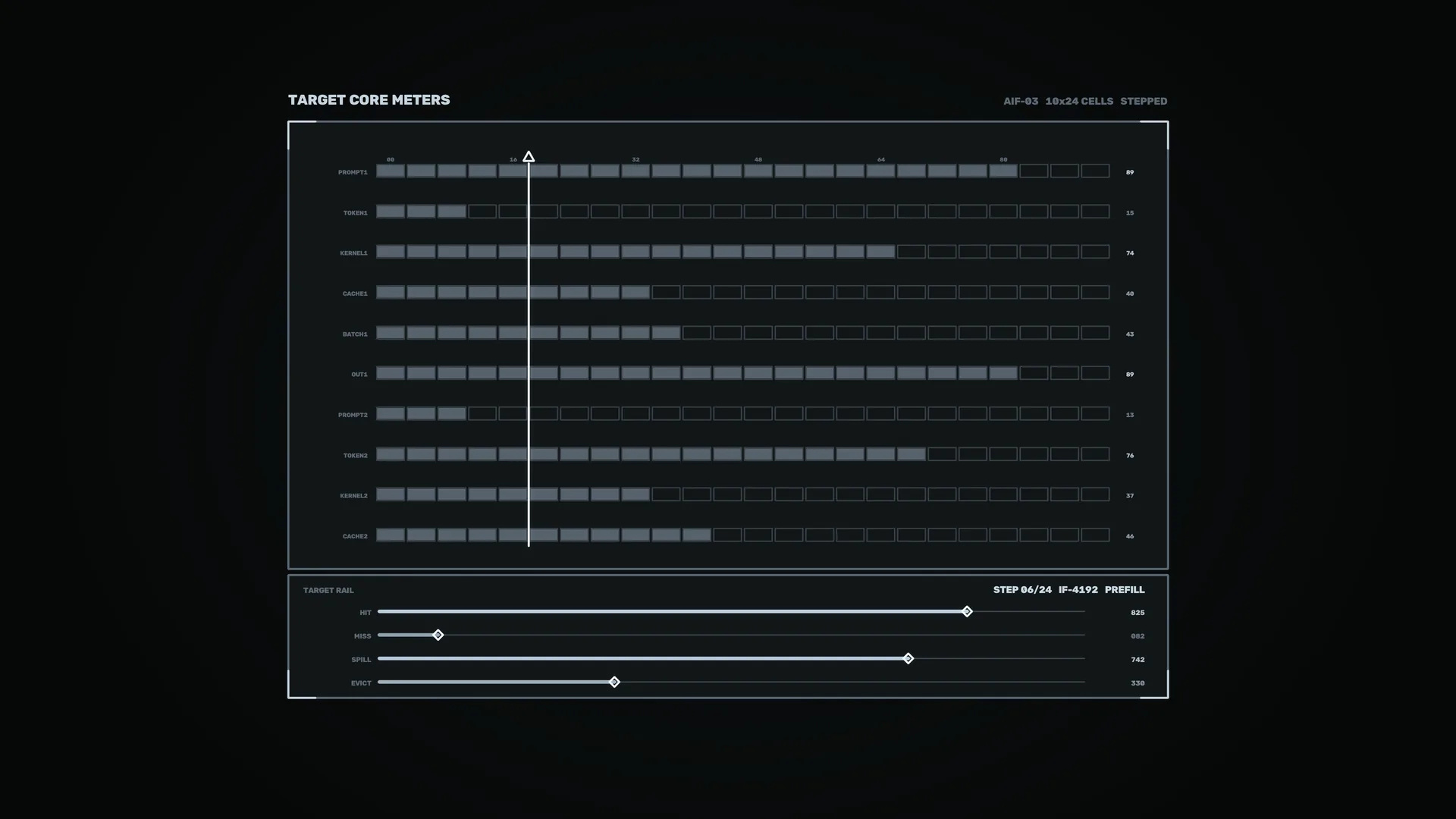 Dark technical dashboard with stepped data bars — free 3840x2160 4K wallpaper image