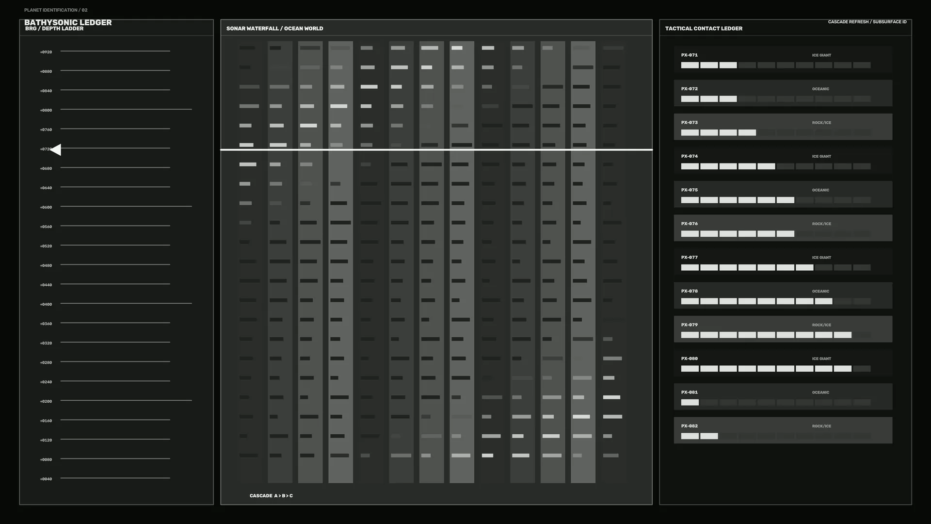 Monochrome sonar depth ledger interface — free 3840x2160 4K wallpaper image
