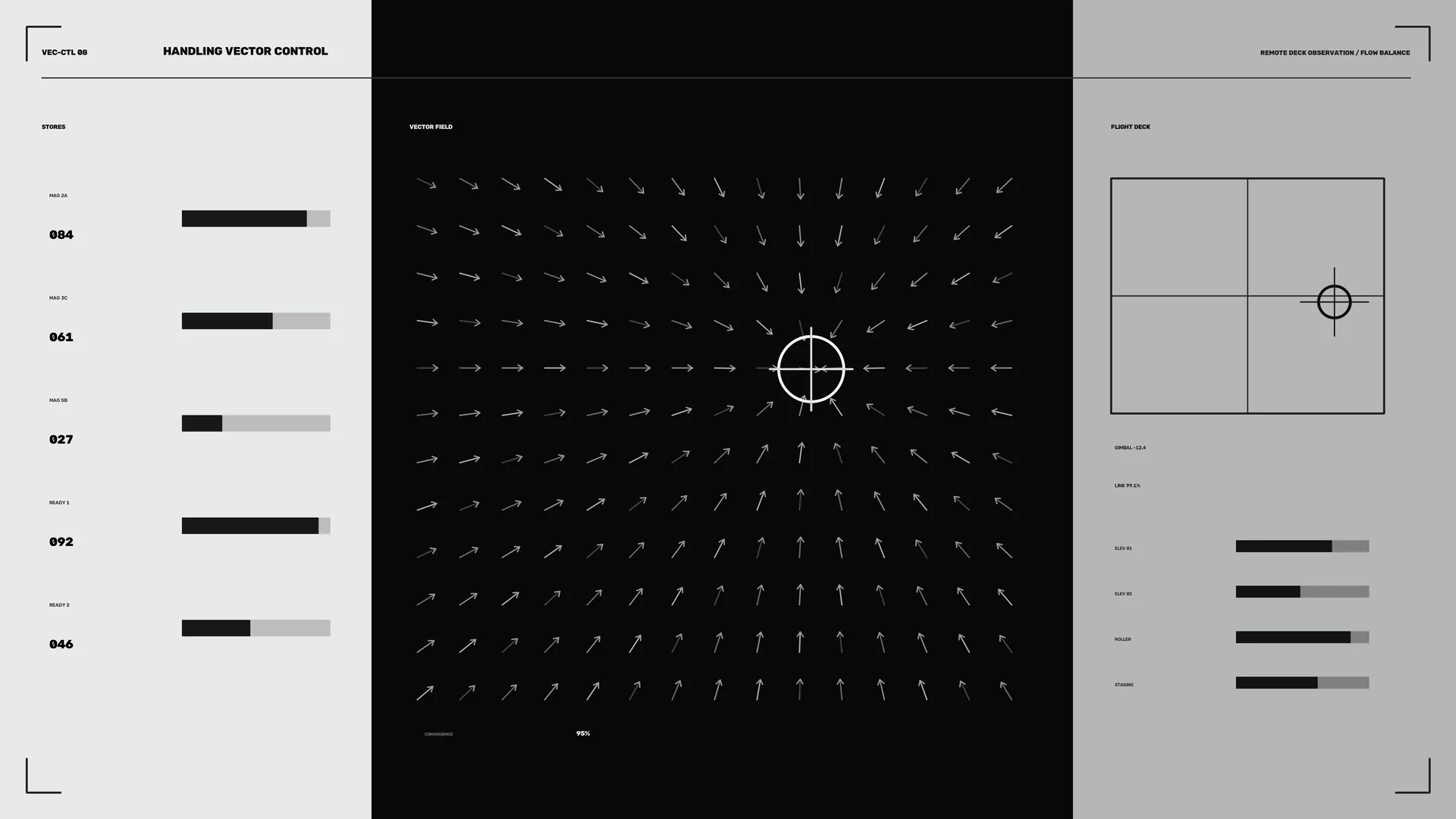 Monochrome vector field control dashboard — free 3840x2160 4K wallpaper image