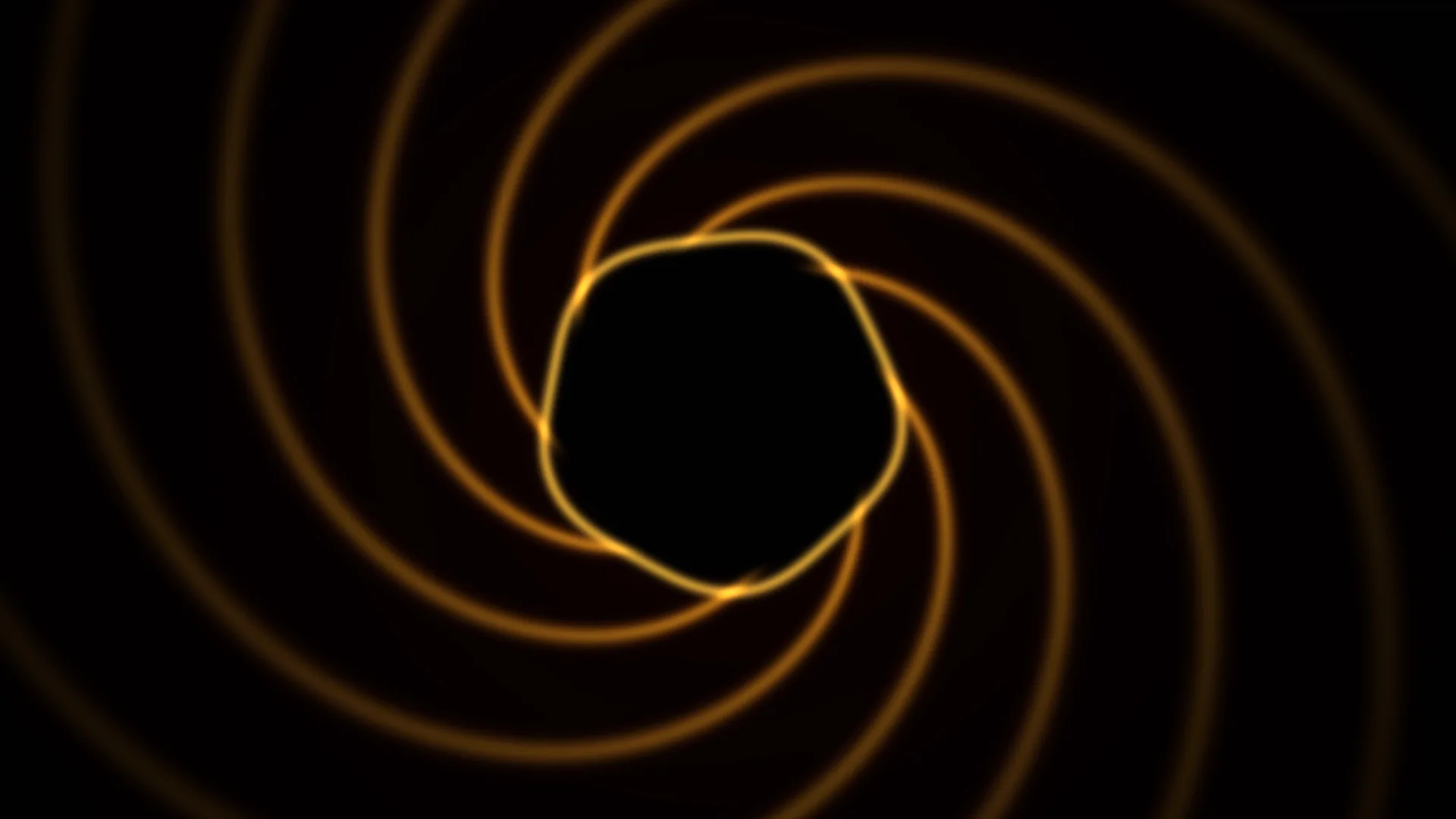 Amber orbital rings around a dark central form — free 3840x2160 4K wallpaper image