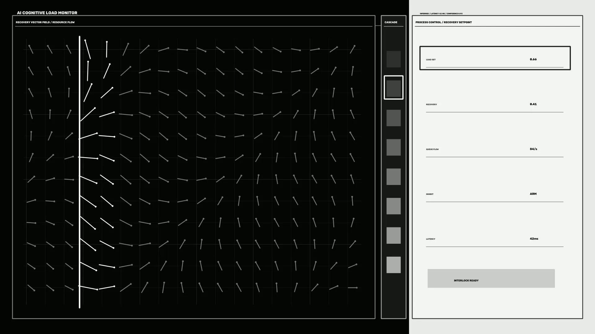 Monochrome cognitive load vector dashboard — free 3840x2160 4K wallpaper image