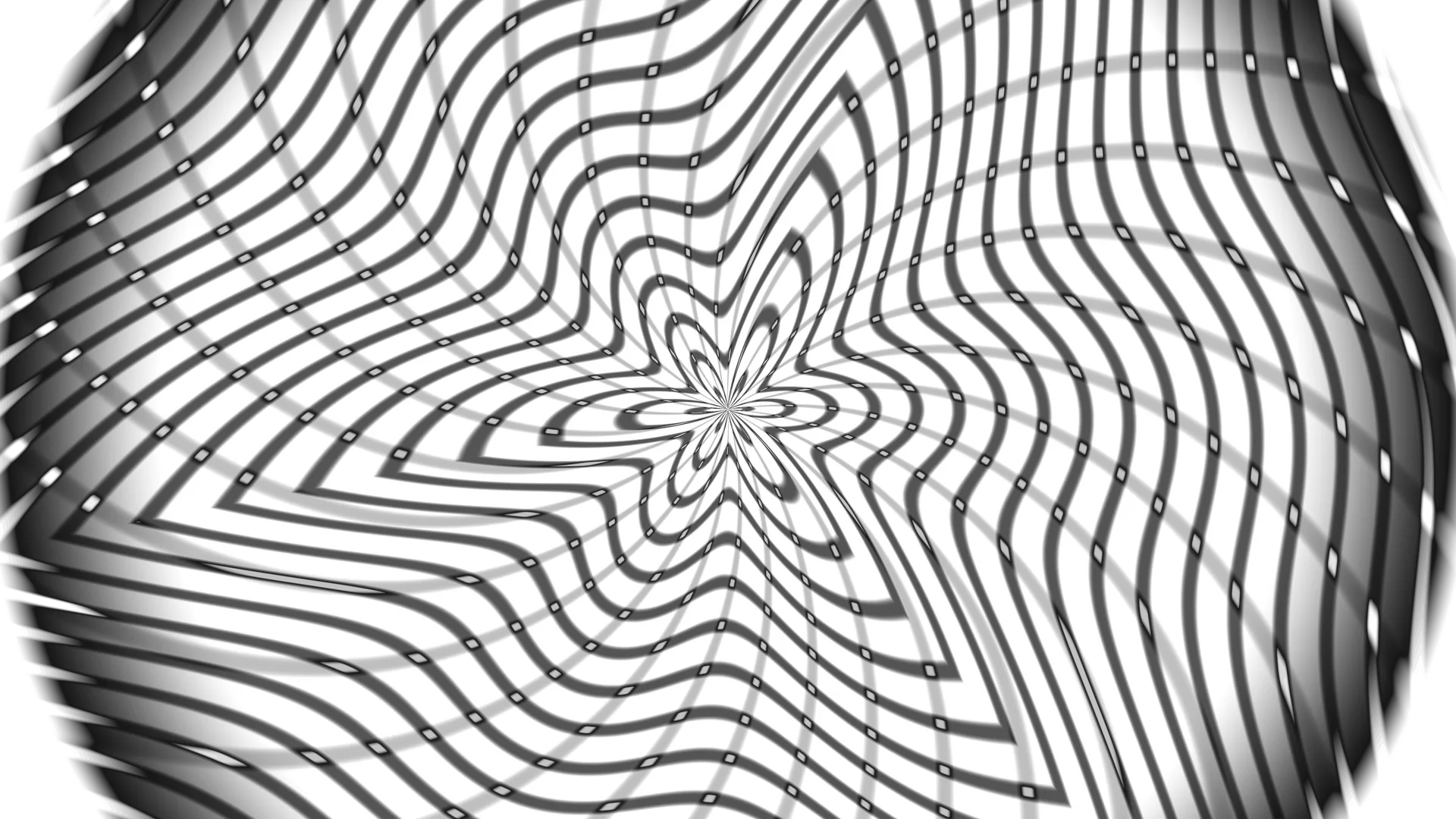Monochrome warped grid with radial flower center — free 3840x2160 4K wallpaper image