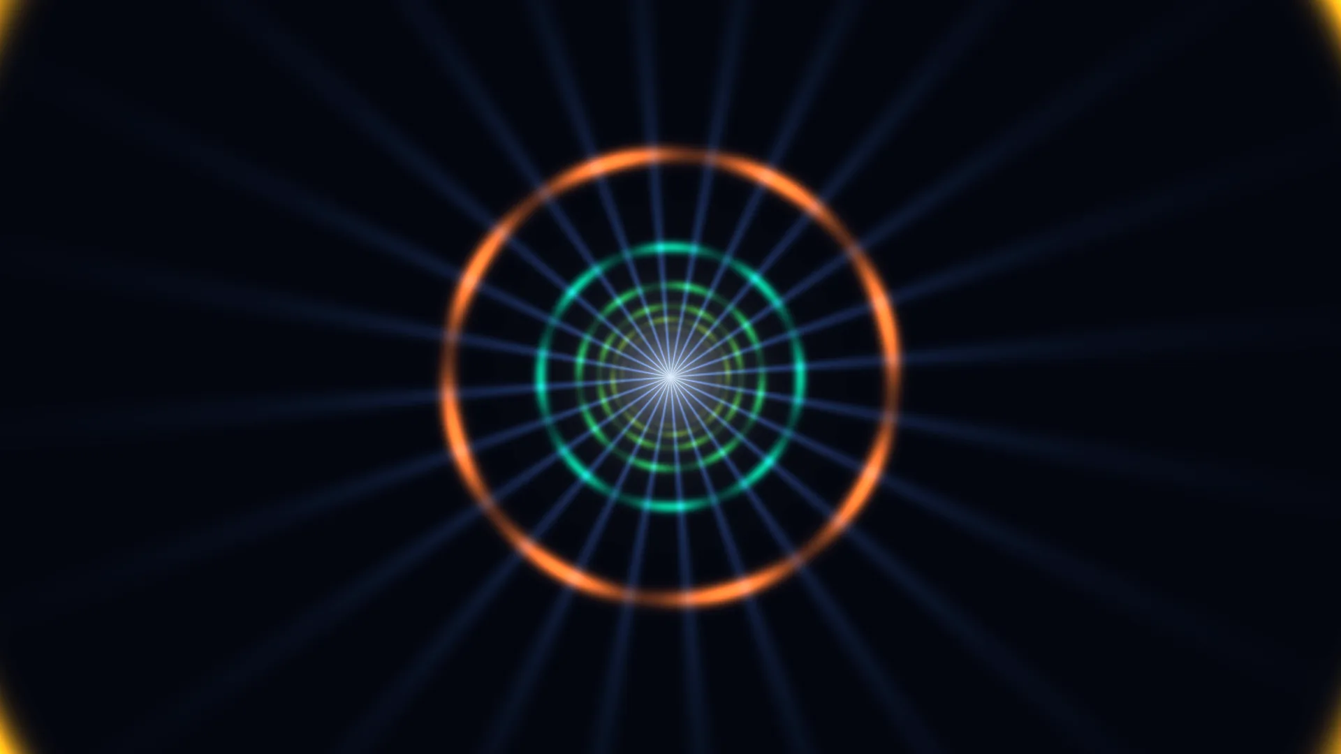 Concentric neon rings with radial blue beams — free 3840x2160 4K wallpaper image