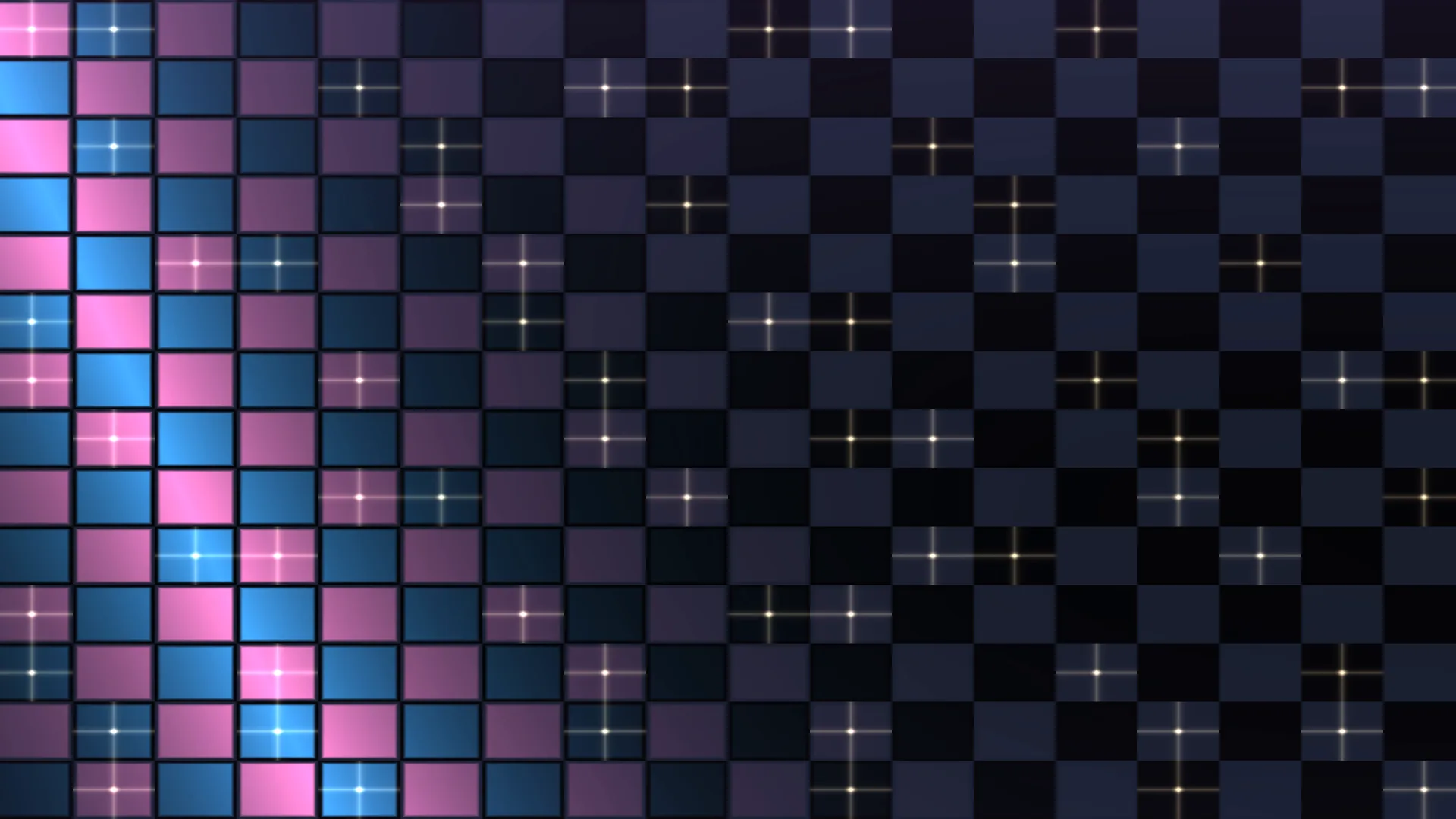 Gridded neon tiles with scattered light flares — free 3840x2160 4K wallpaper image