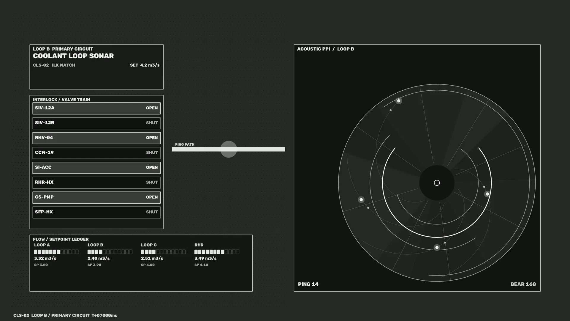 Monochrome circular sonar control interface — free 3840x2160 4K wallpaper image