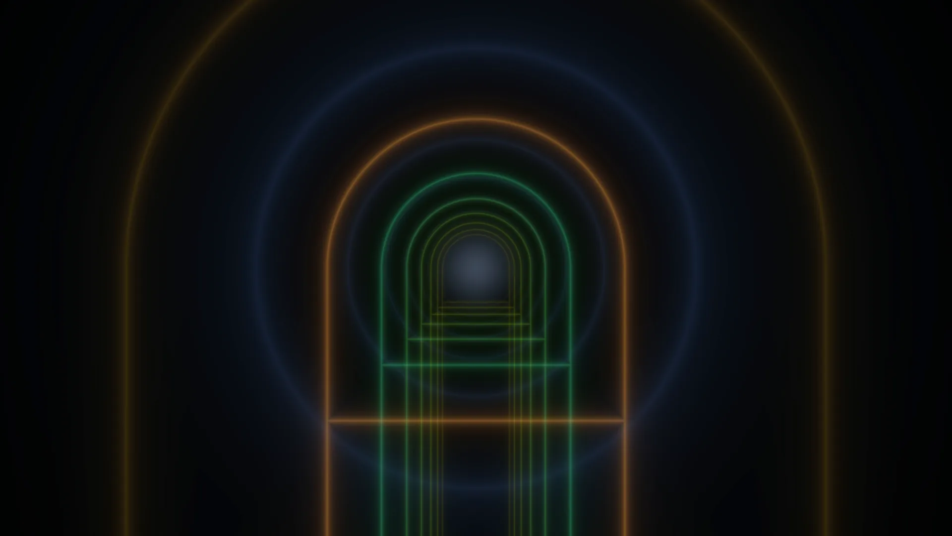 Neon archway with concentric geometric outlines — free 3840x2160 4K wallpaper image