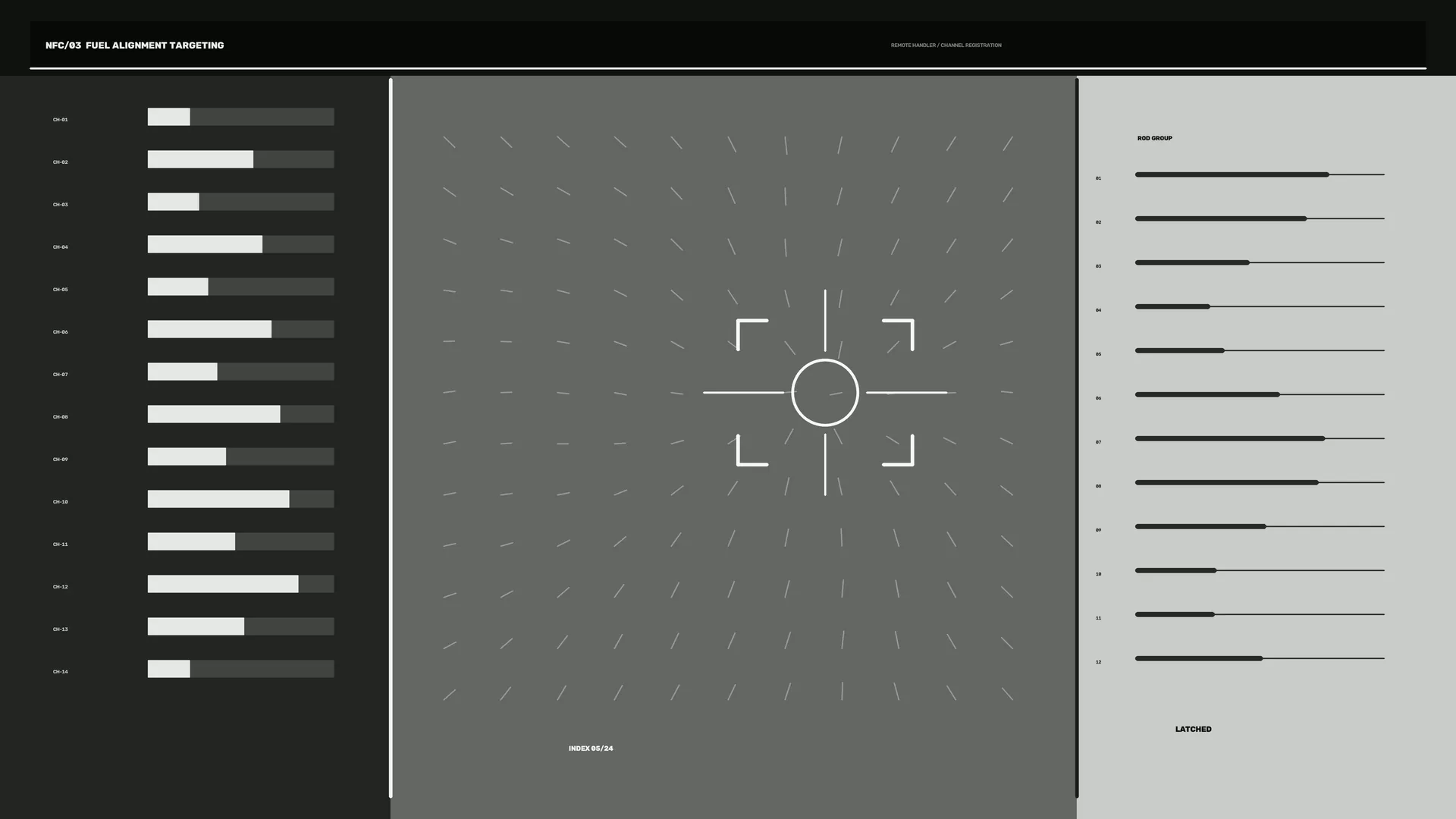 Monochrome targeting interface with radial geometry — free 3840x2160 4K wallpaper image
