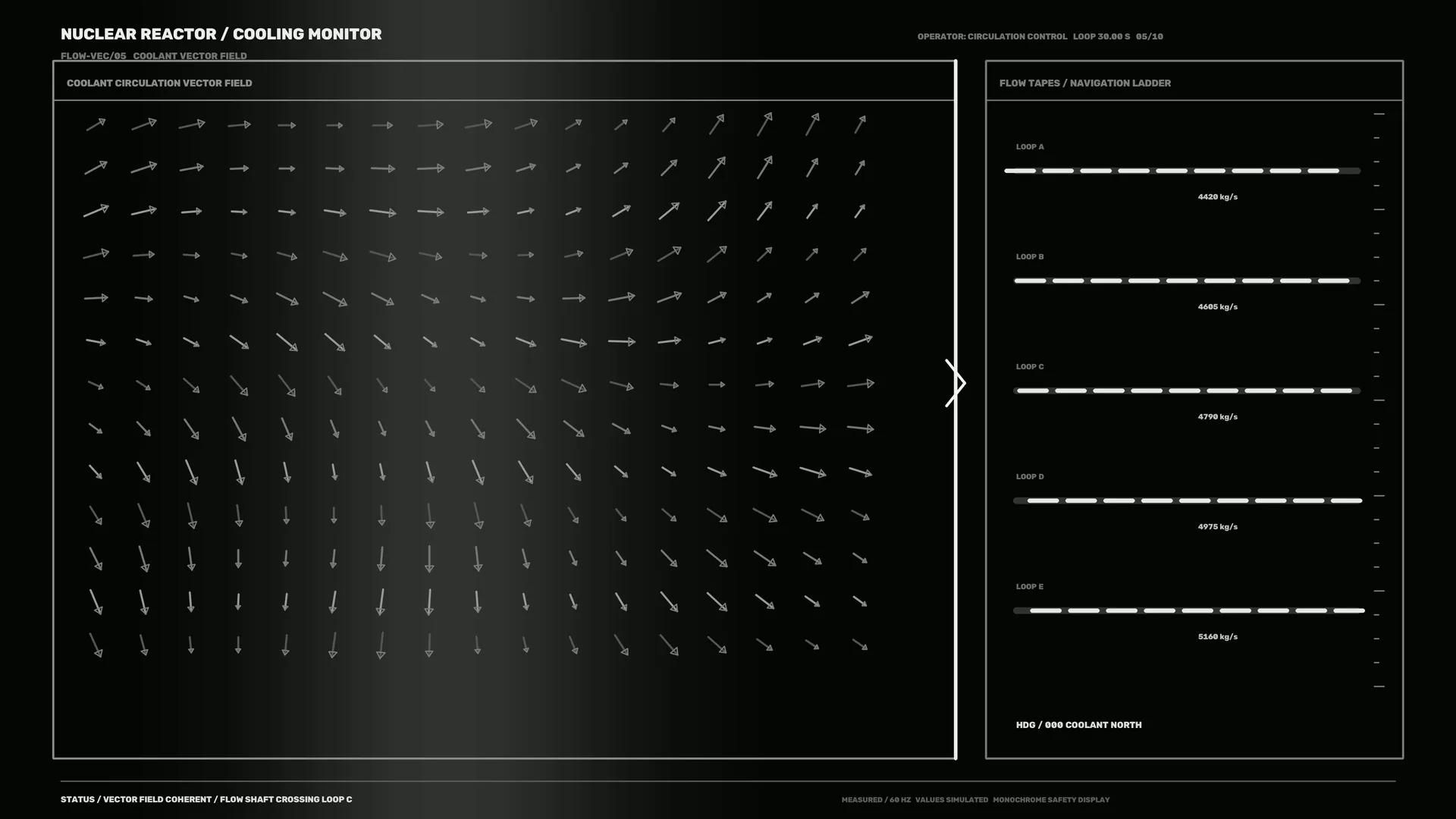 Monochrome coolant circulation vector monitor — free 3840x2160 4K wallpaper image