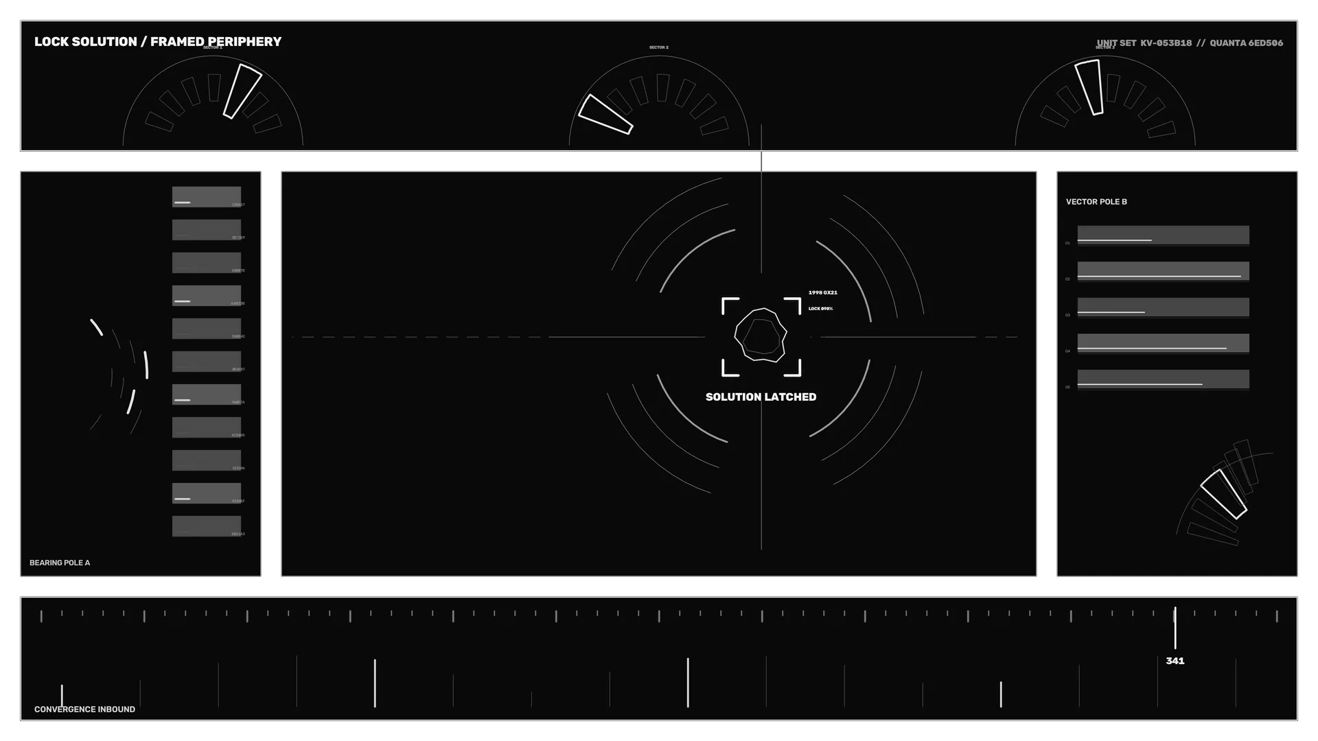 Monochrome radial lock system interface diagram — free 3840x2160 4K wallpaper image