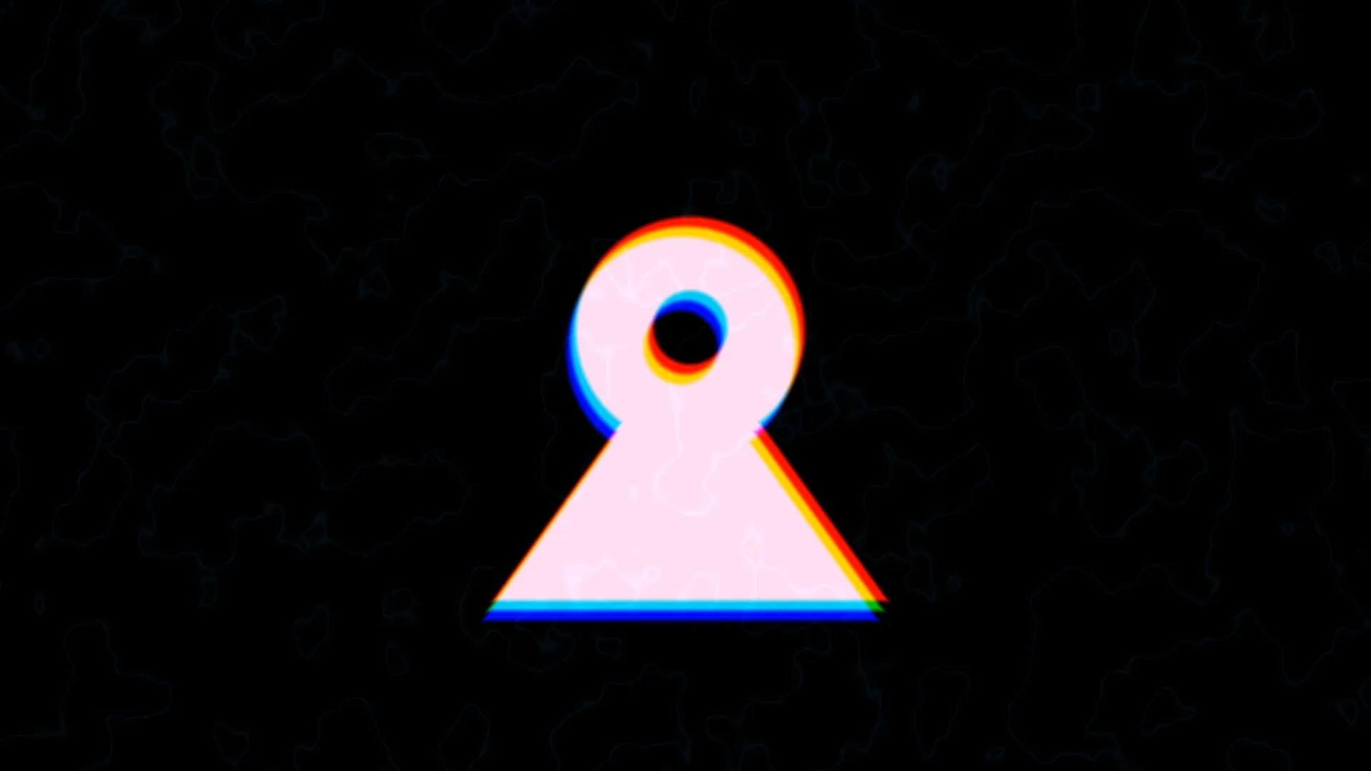 Neon keyhole over a dark contour field — free 3840x2160 4K wallpaper image