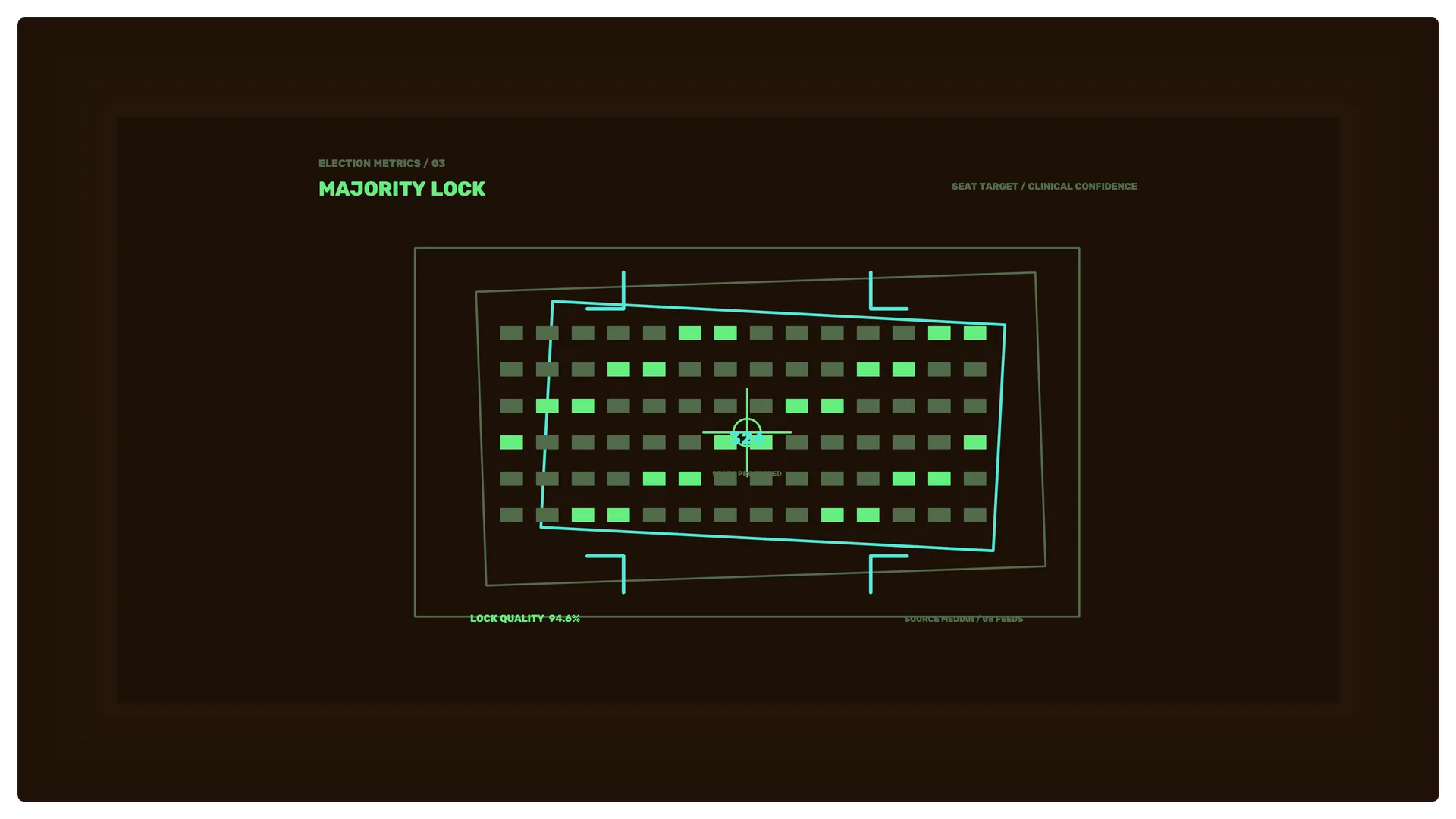 Neon election grid on a dark brown field — free 3840x2160 4K wallpaper image