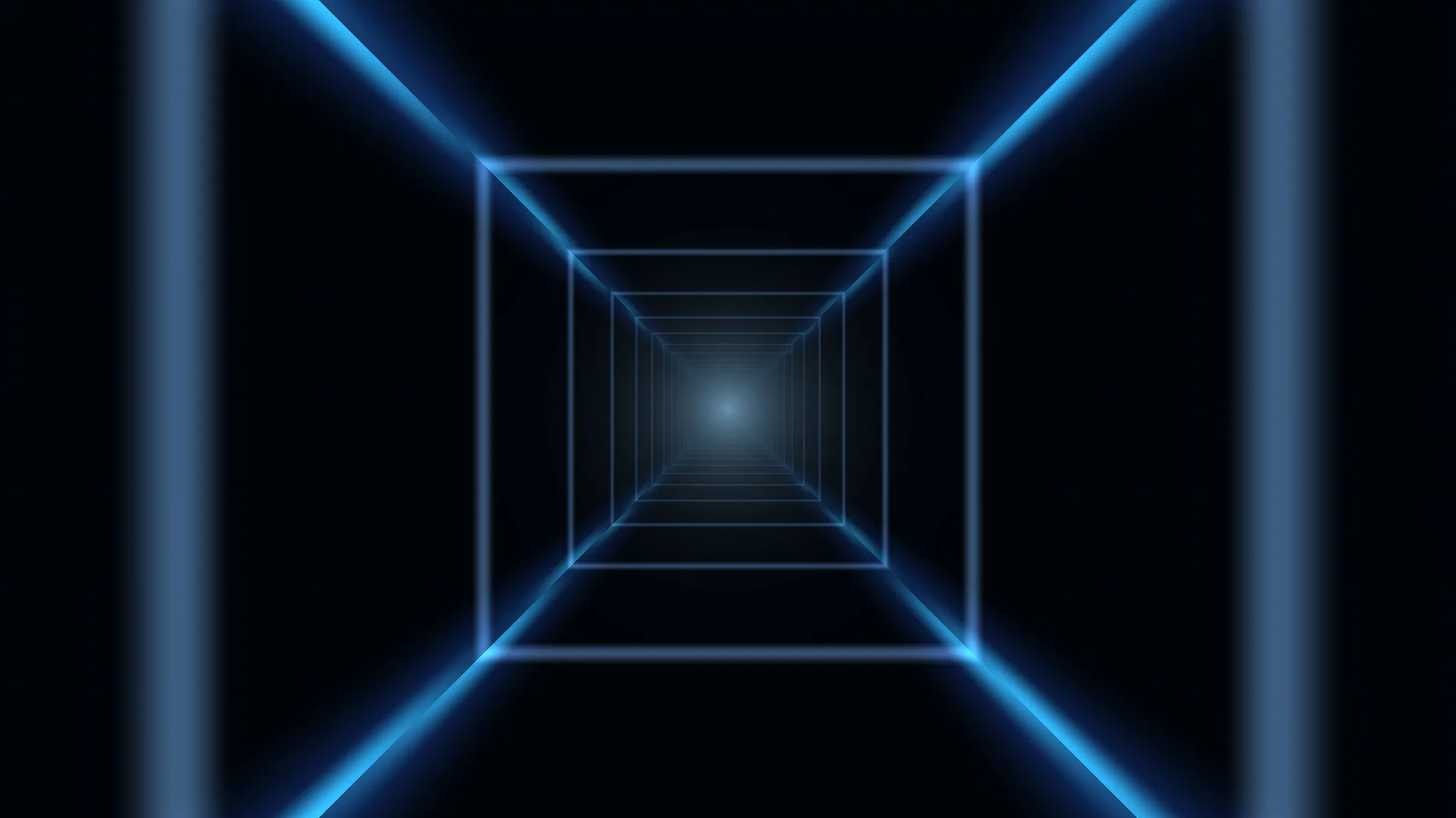 Blue luminous tunnel with receding square geometry — free 3840x2160 4K wallpaper image