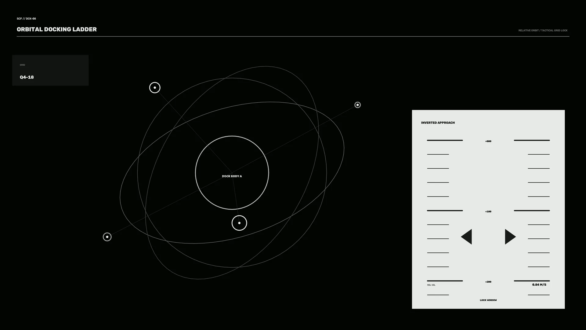 Orbital docking diagram with approach control panel — free 3840x2160 4K wallpaper image