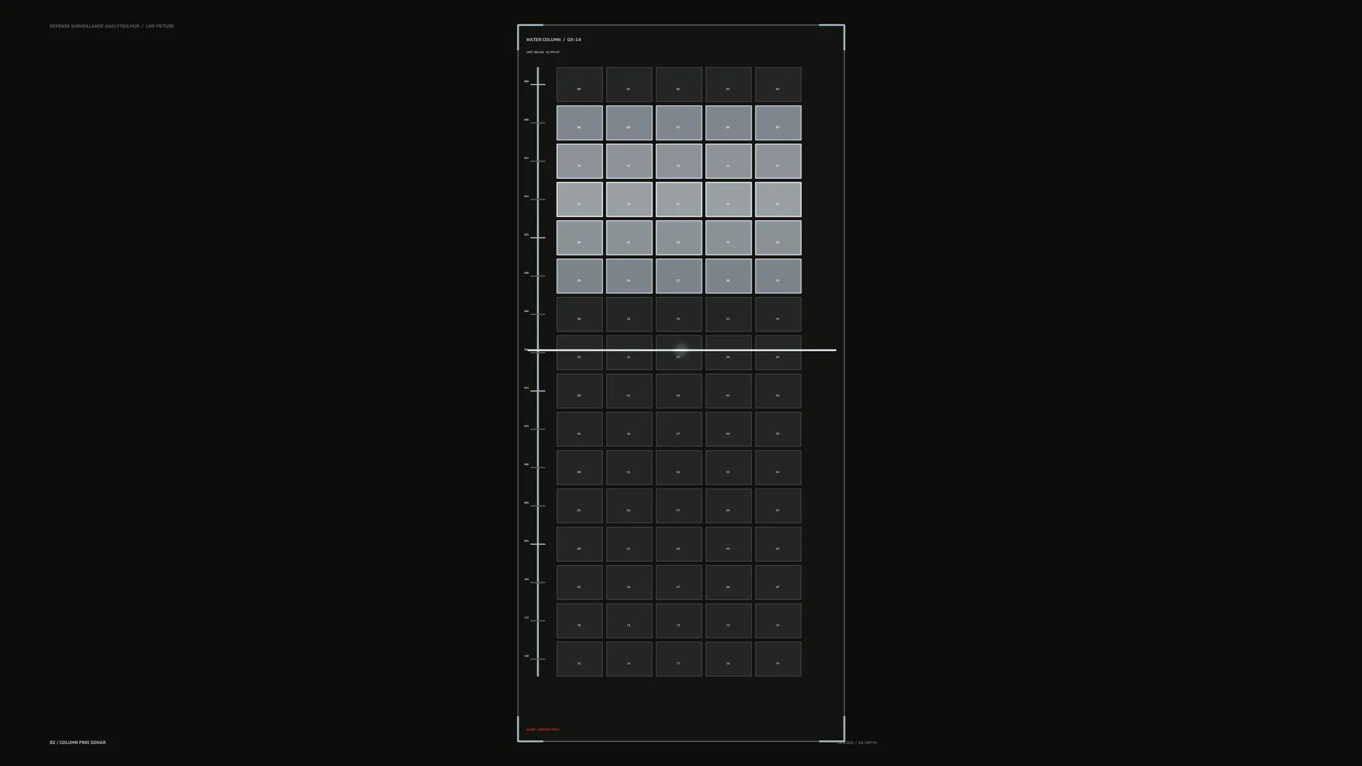 Monochrome sonar grid with vertical scale — free 3840x2160 4K wallpaper image