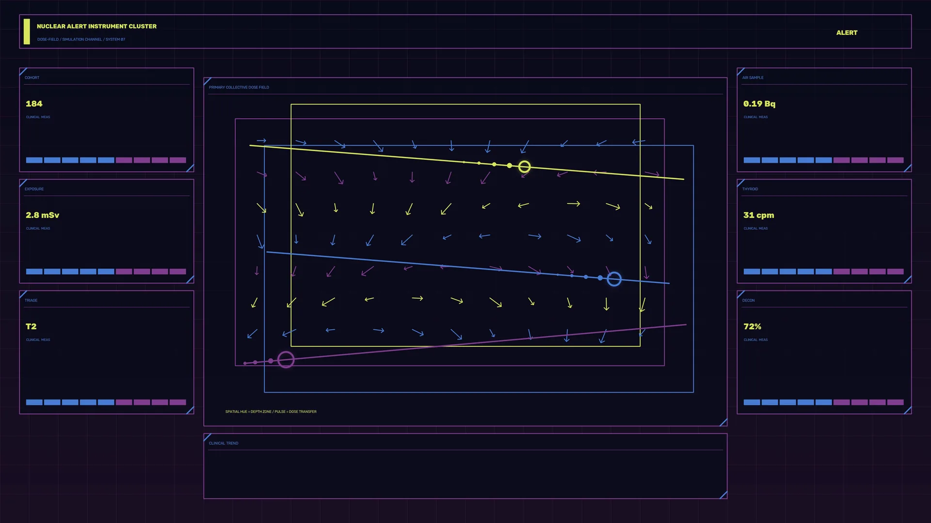 Nuclear alert interface with vector field geometry — free 3840x2160 4K wallpaper image