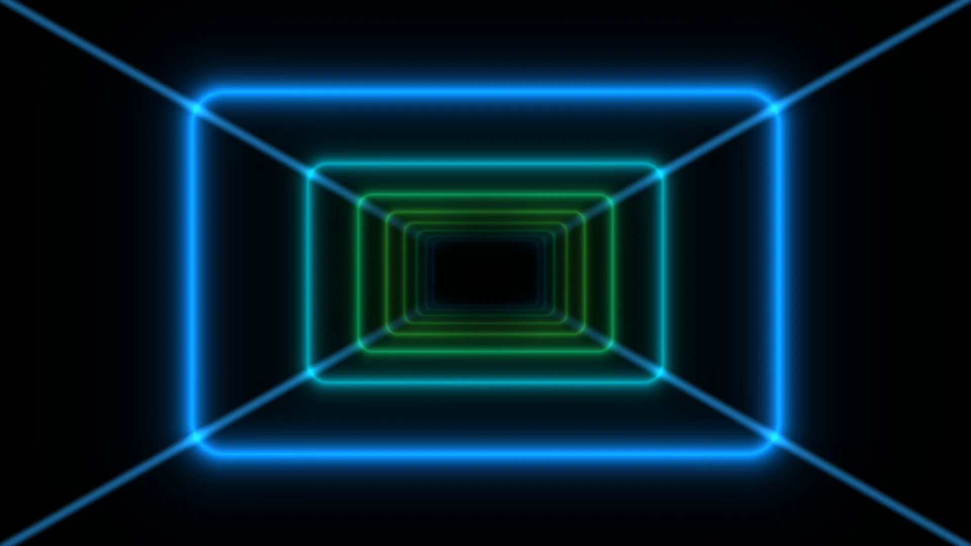 Neon blue and green geometric tunnel — free 3840x2160 4K wallpaper image
