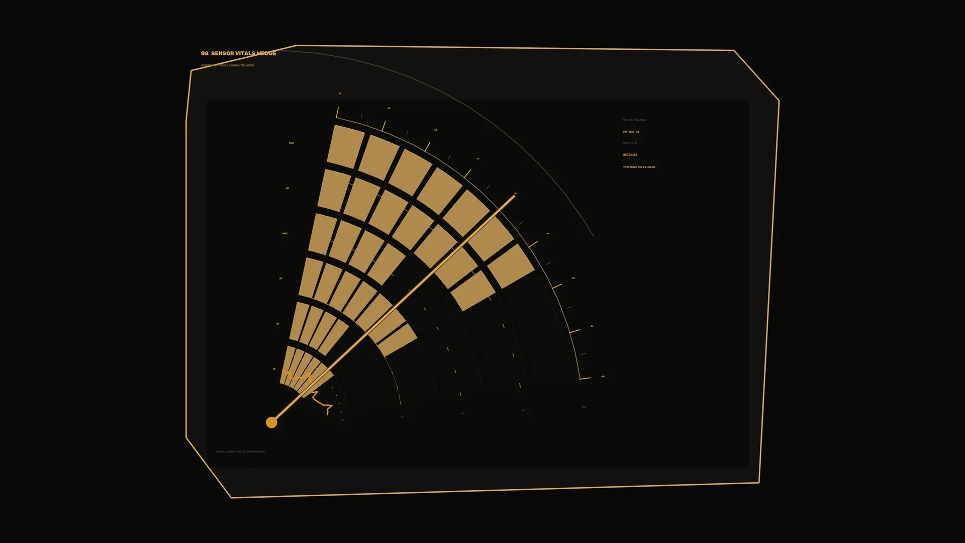 Amber radial sensor diagram on a black field — free 3840x2160 4K wallpaper image