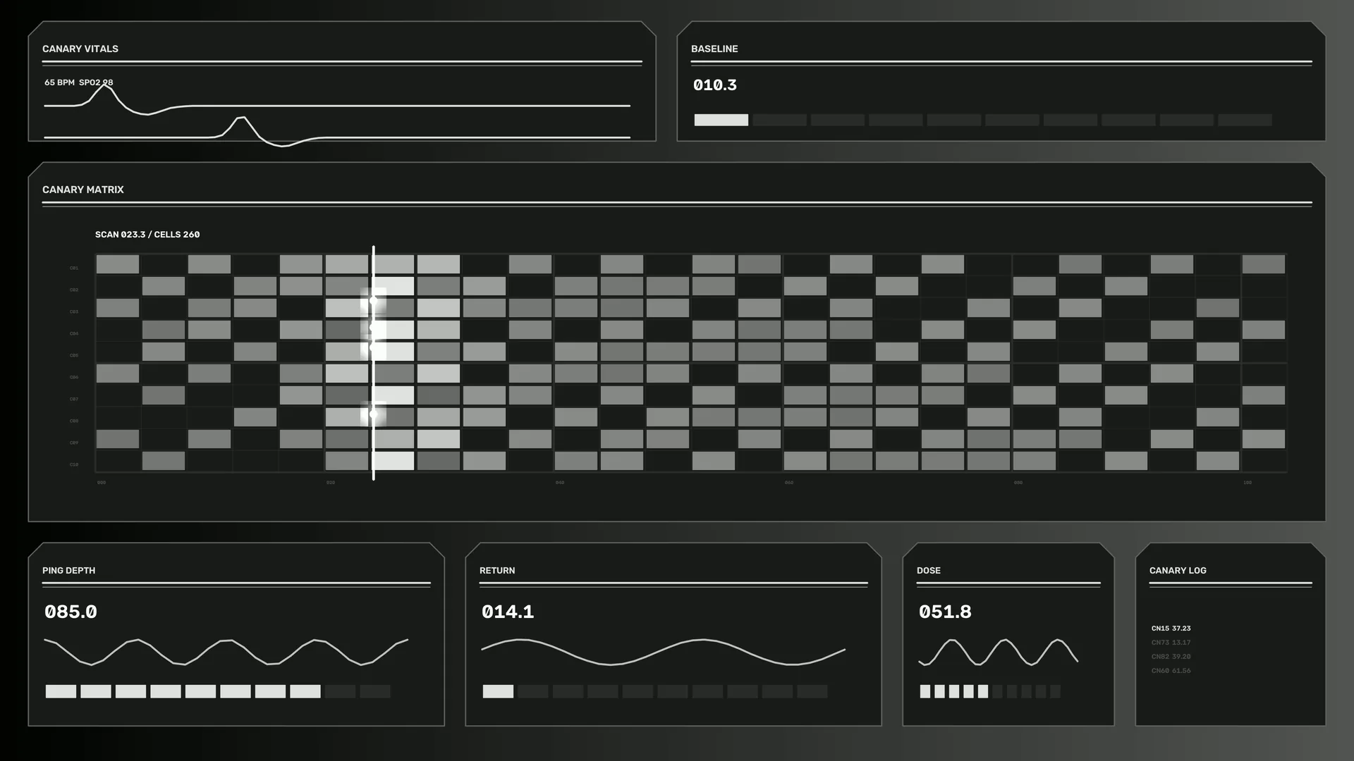 Monochrome biometric dashboard grid — free 3840x2160 4K wallpaper image