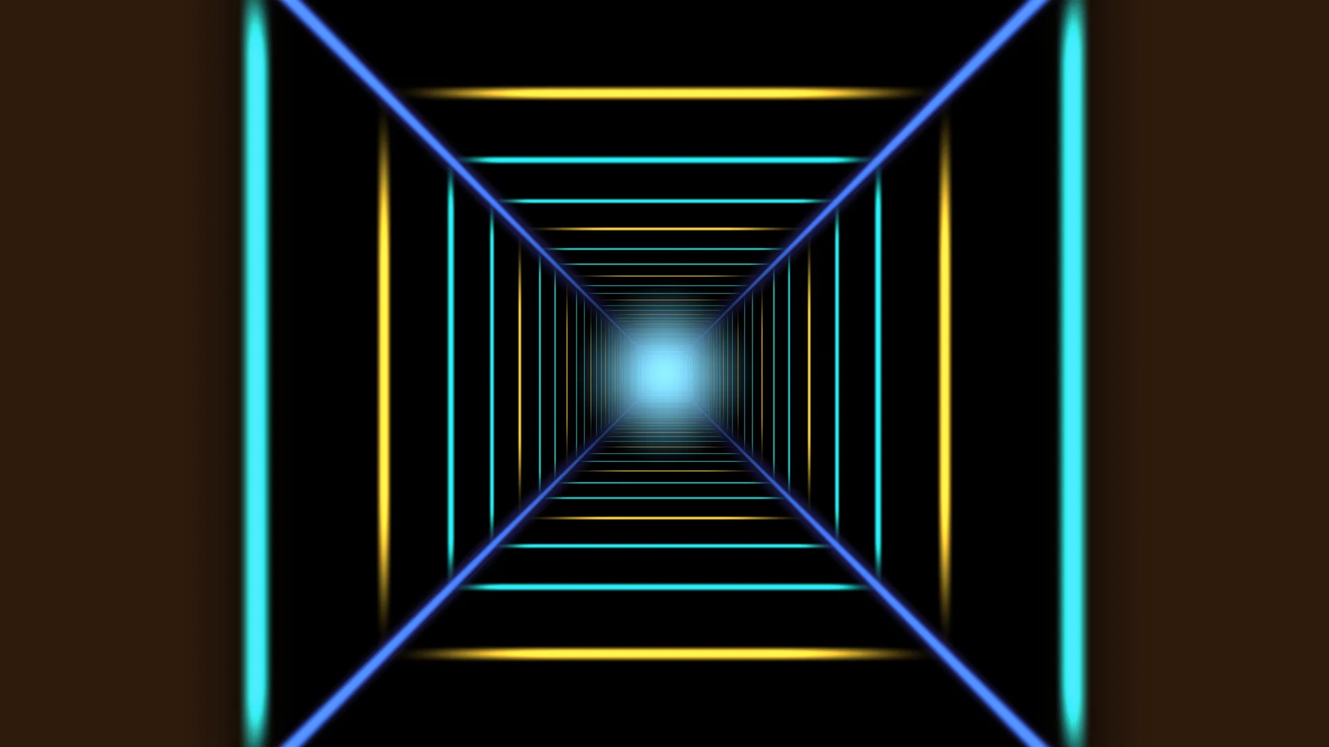 Neon perspective tunnel with cyan and gold lines — free 3840x2160 4K wallpaper image