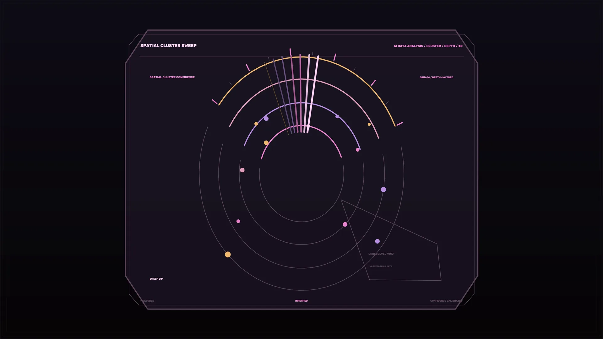 Neon orbital cluster analysis interface — free 3840x2160 4K wallpaper image