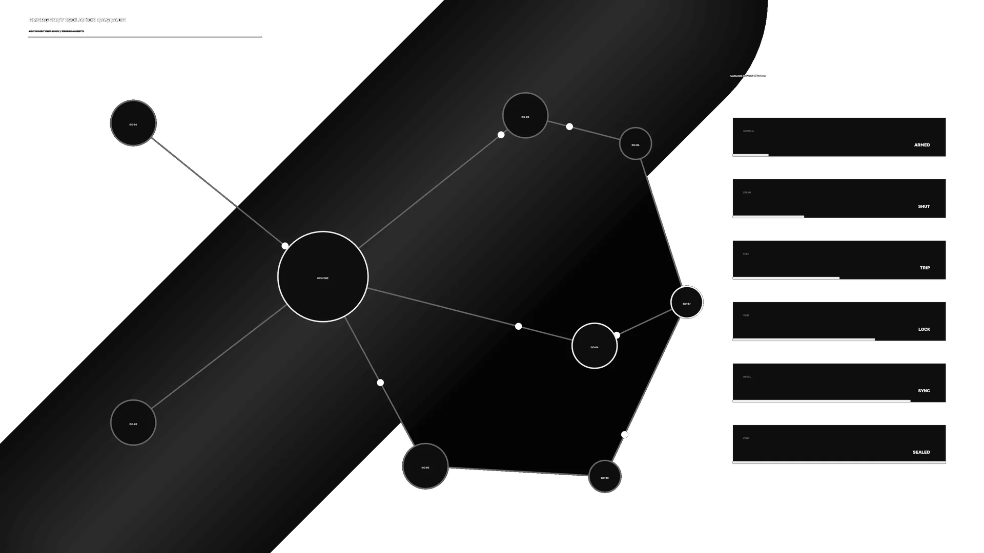 Monochrome network diagram with status panels — free 3840x2160 4K wallpaper image
