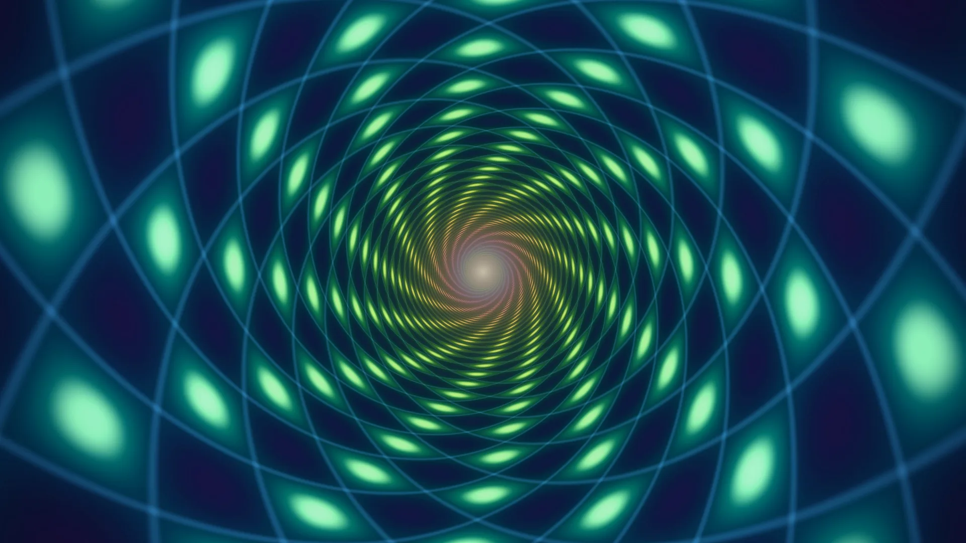 Concentric luminous lattice in a blue vortex — free 3840x2160 4K wallpaper image
