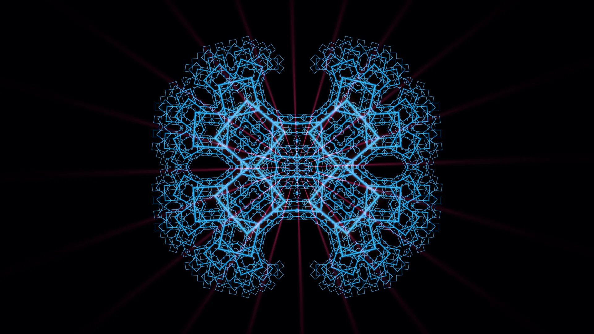 Cyan geometric lattice with radial magenta lines — free 3840x2160 4K wallpaper image