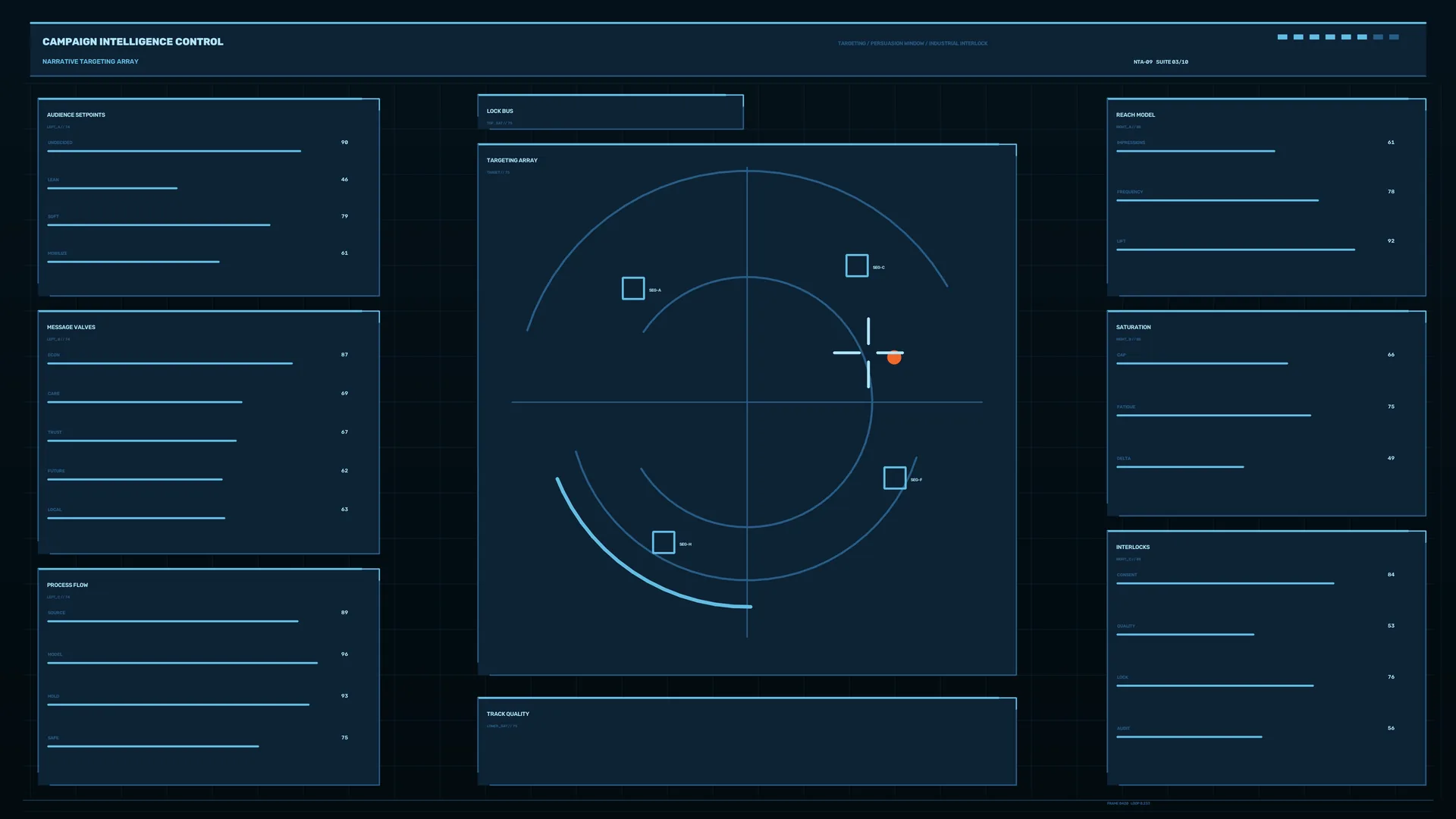 Dark blue targeting dashboard with orbital geometry — free 3840x2160 4K wallpaper image