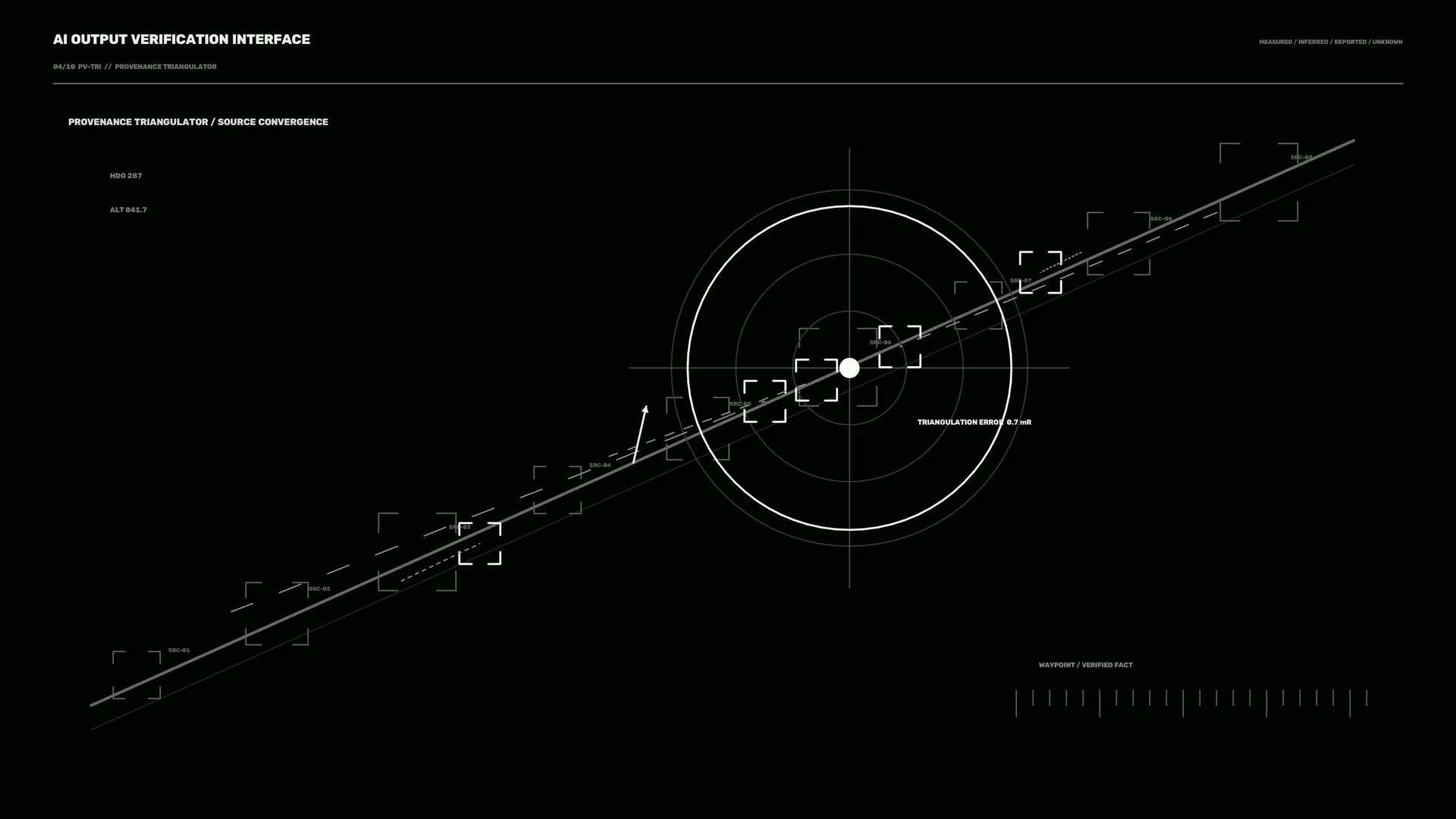 Monochrome provenance triangulator interface — free 3840x2160 4K wallpaper image