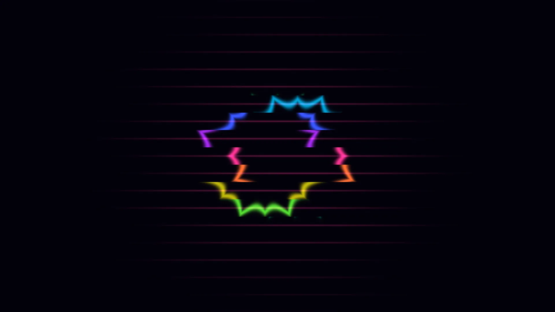 Glowing rainbow starburst on a dark scanline field — free 3840x2160 4K wallpaper image