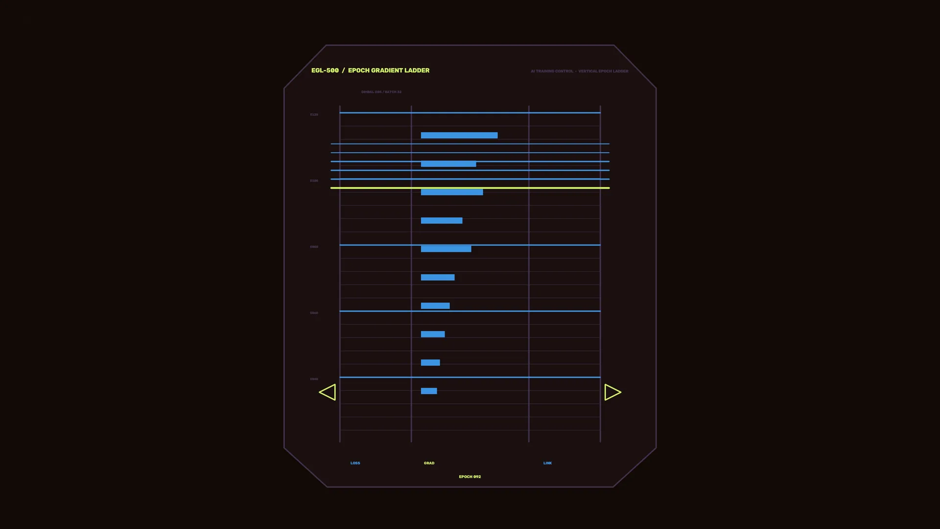 Neon epoch ladder on a dark technical grid — free 3840x2160 4K wallpaper image