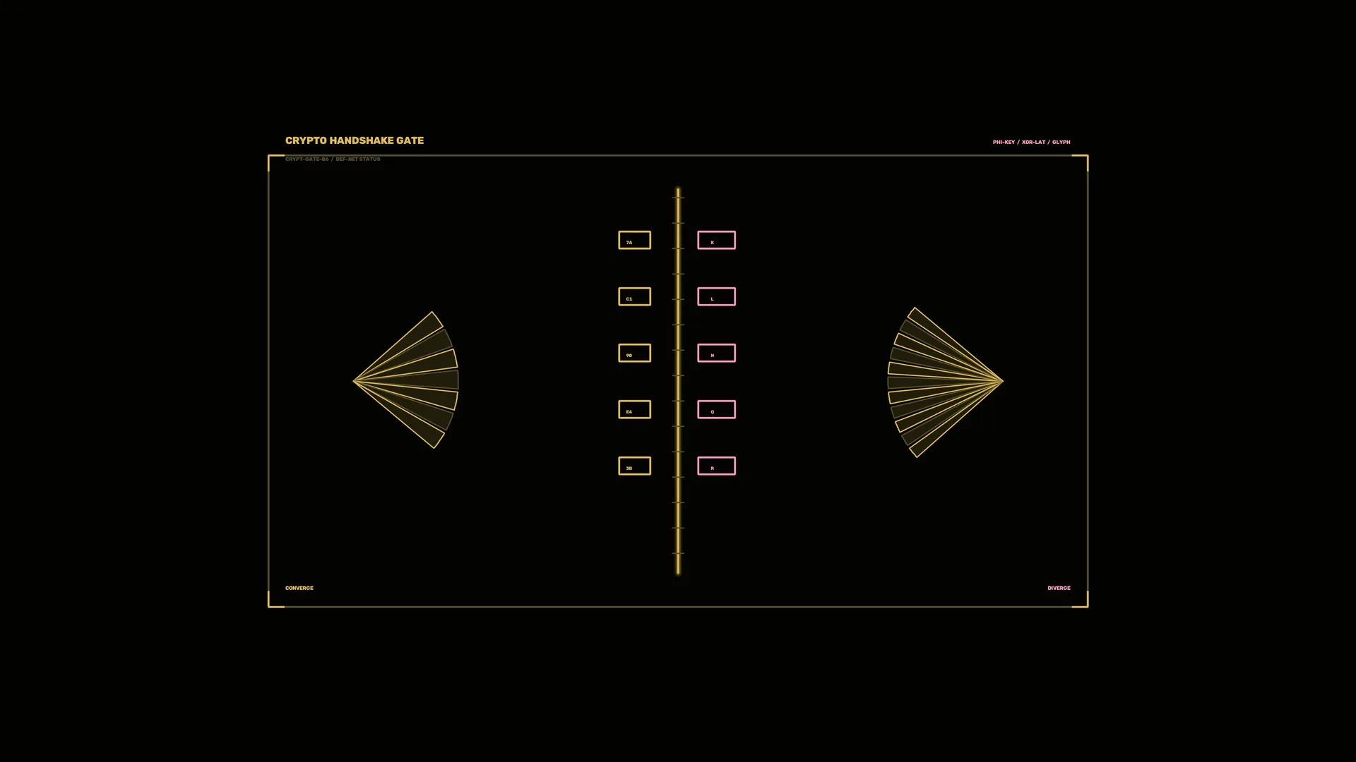 Crypto Handshake Gate with Radial Signal Geometry — free 3840x2160 4K wallpaper image