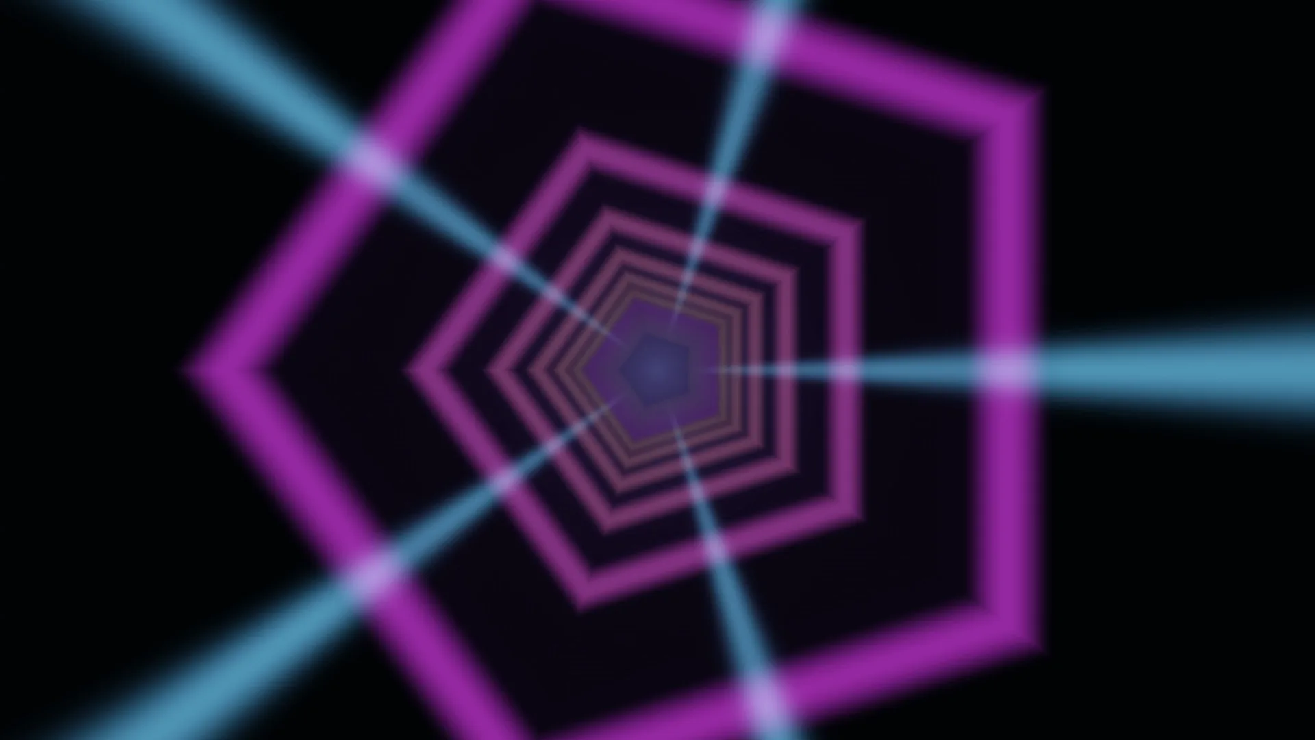 Neon concentric polygons with cyan light rays — free 3840x2160 4K wallpaper image