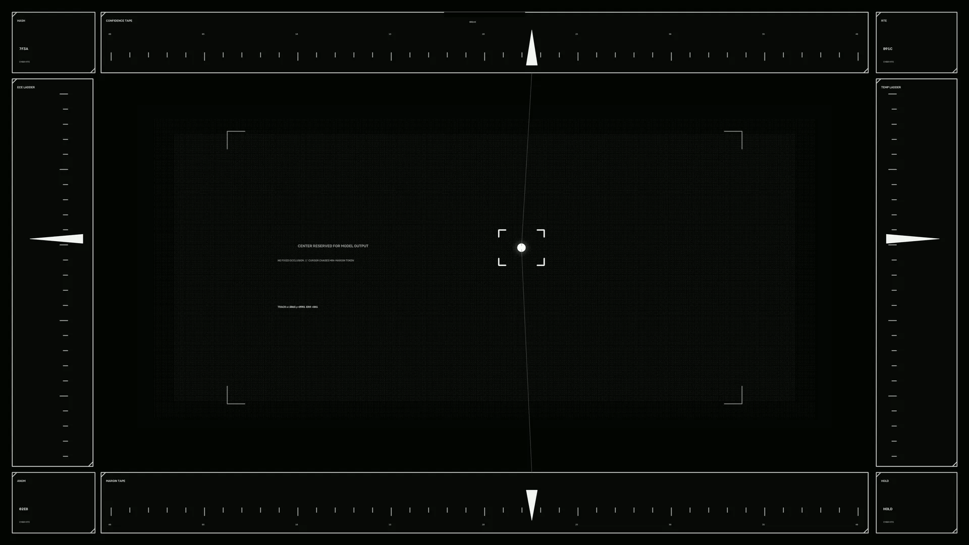 Black technical targeting interface with white markers — free 3840x2160 4K wallpaper image