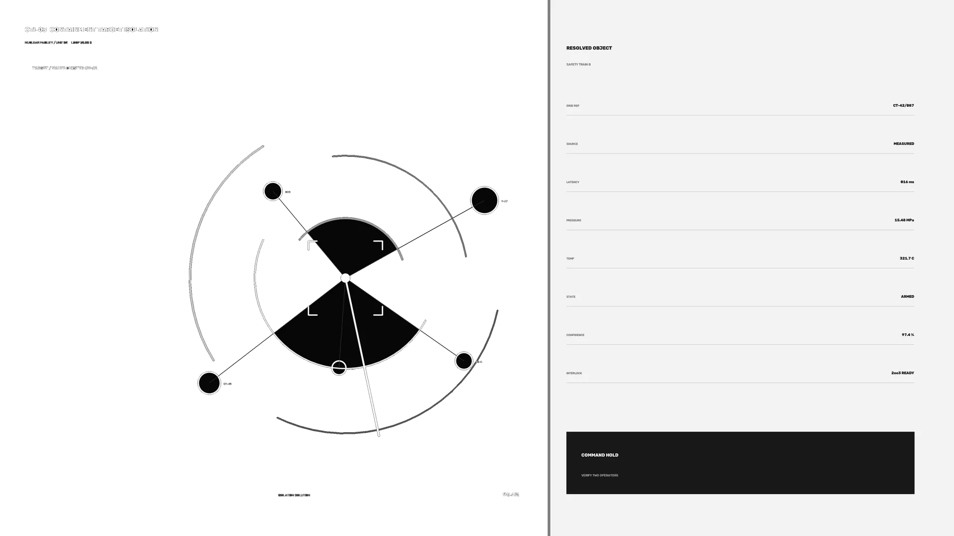 Monochrome containment target control interface — free 3840x2160 4K wallpaper image