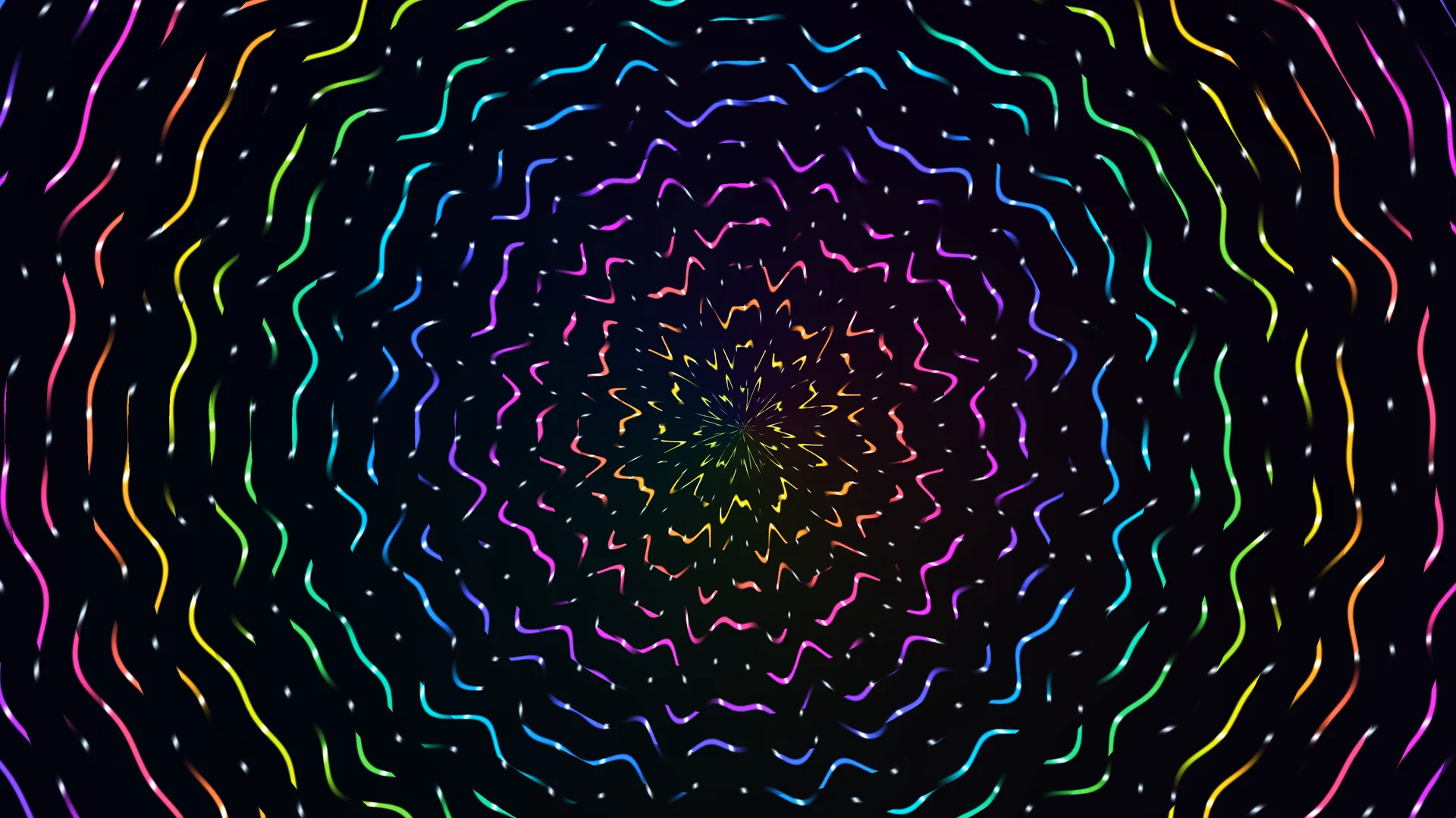 Concentric neon wave rings on a black field — free 3840x2160 4K wallpaper image
